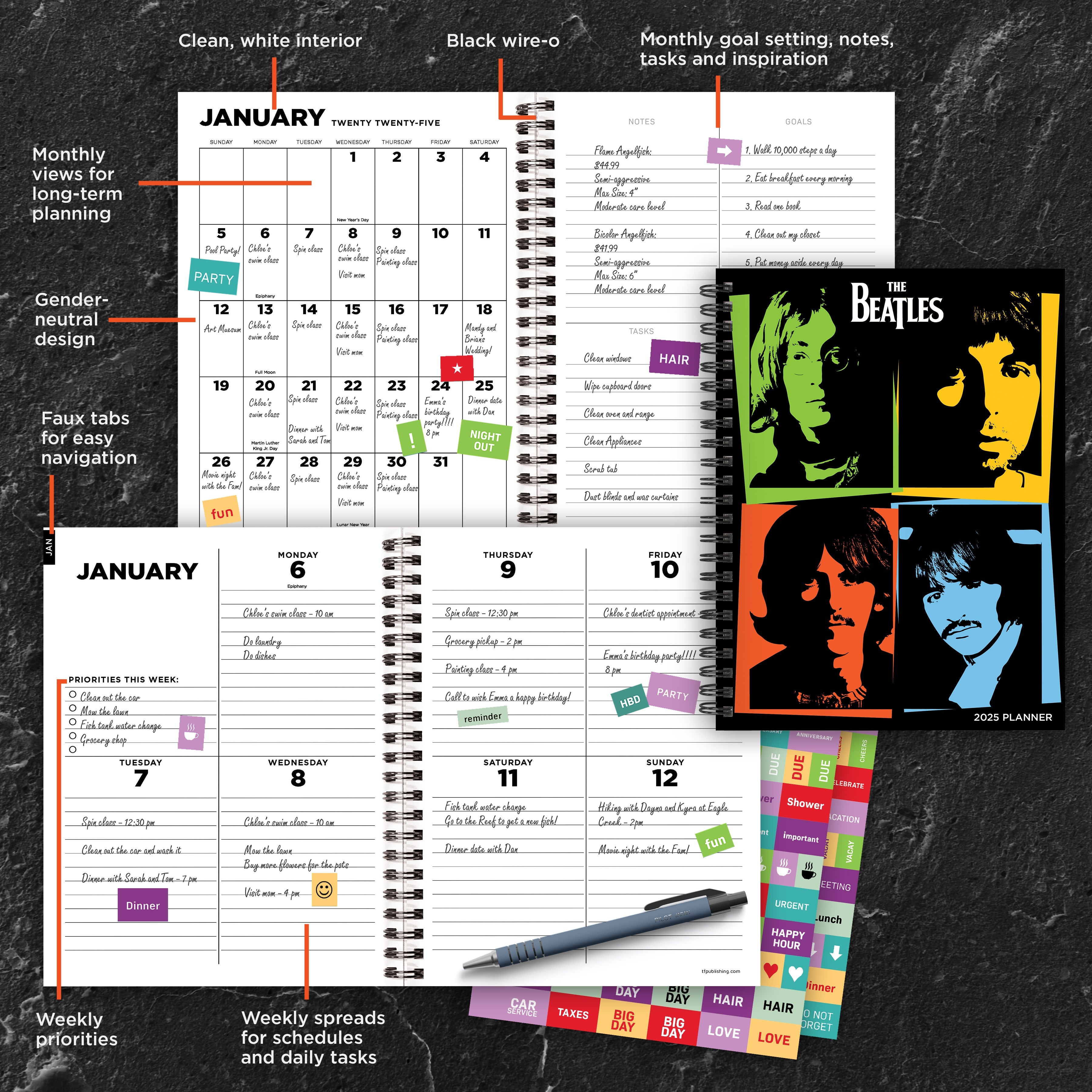 2025 The Beatles - Medium Monthly & Weekly Diary/Planner