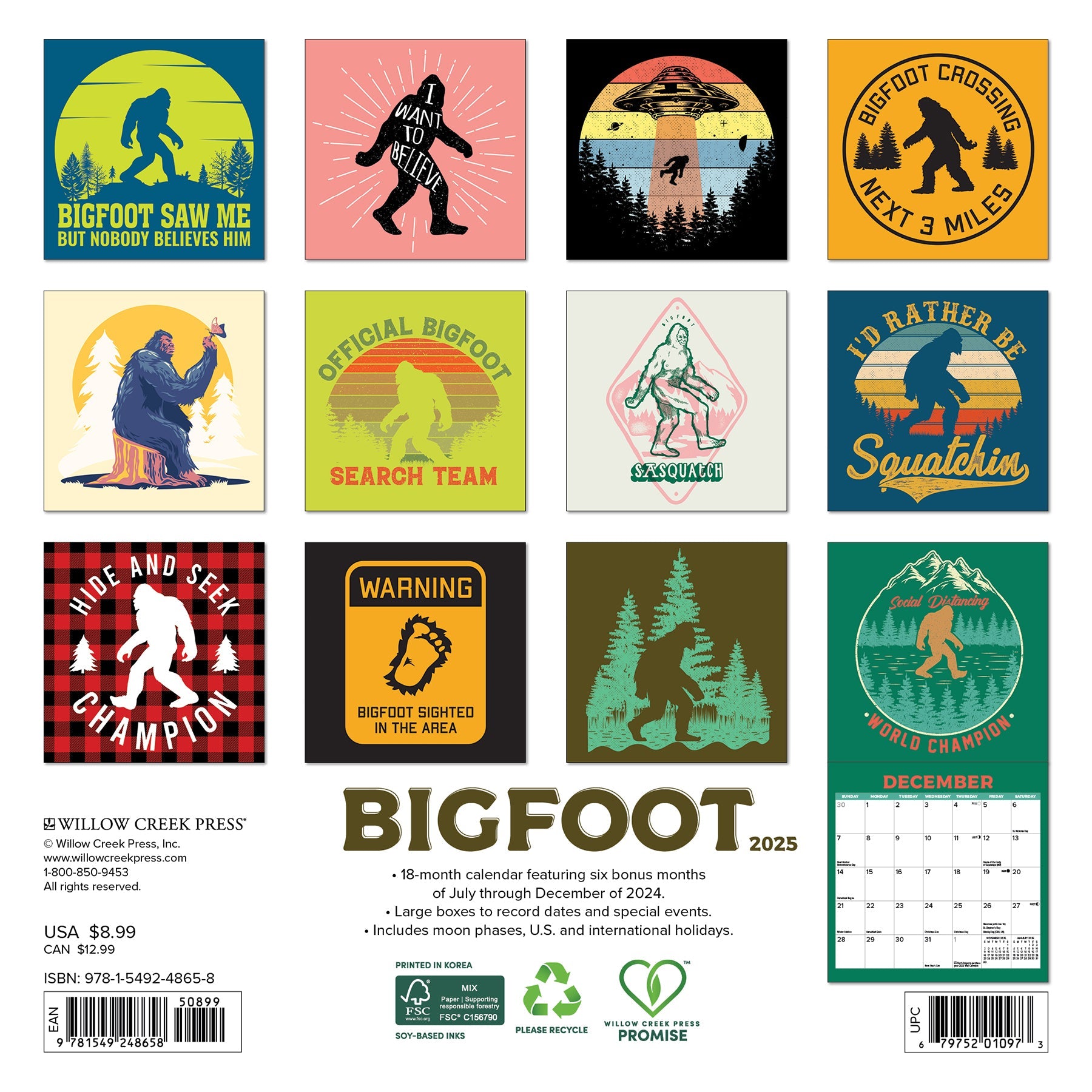 2025 Bigfoot - Mini Wall Calendar