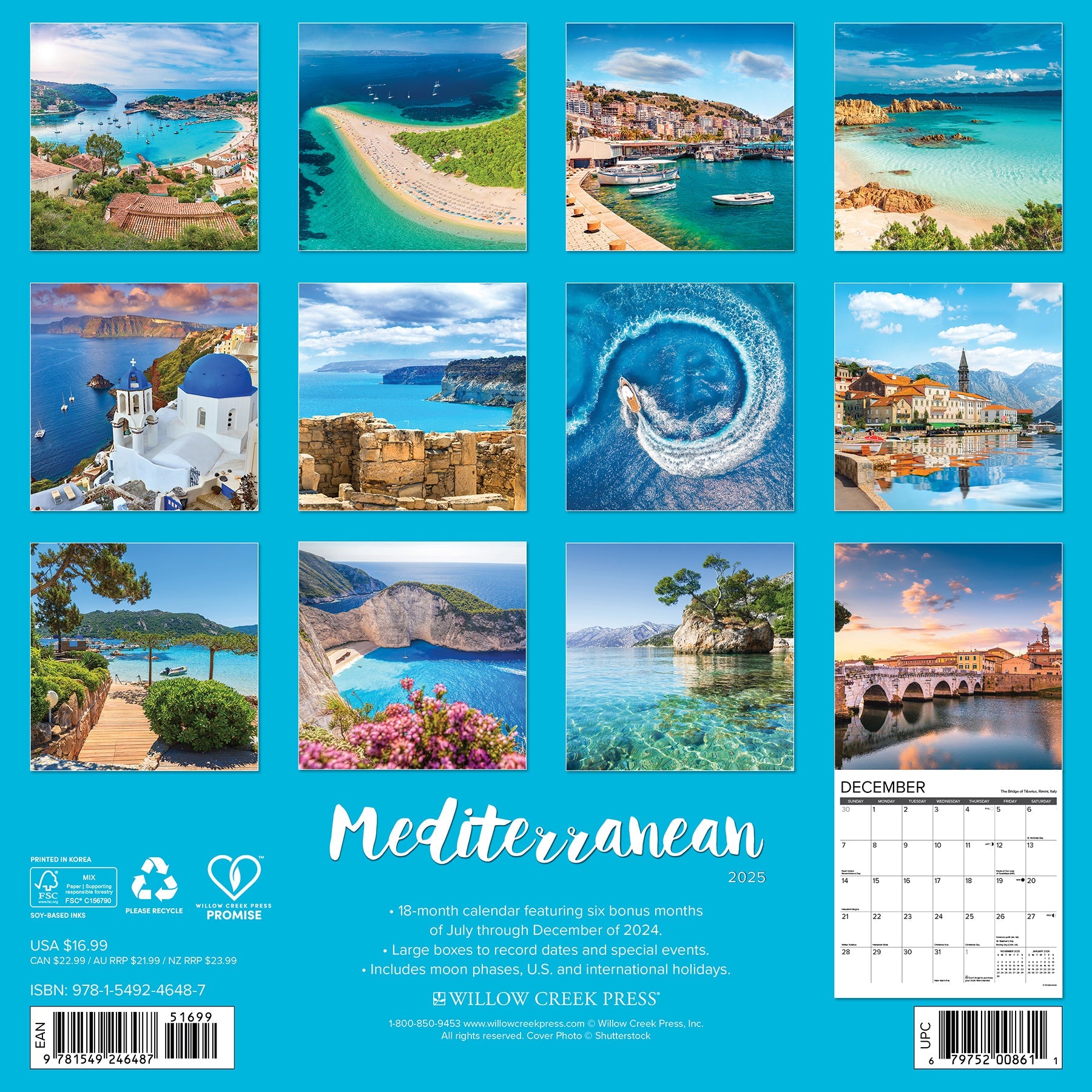 2025 Mediterranean - Square Wall Calendar