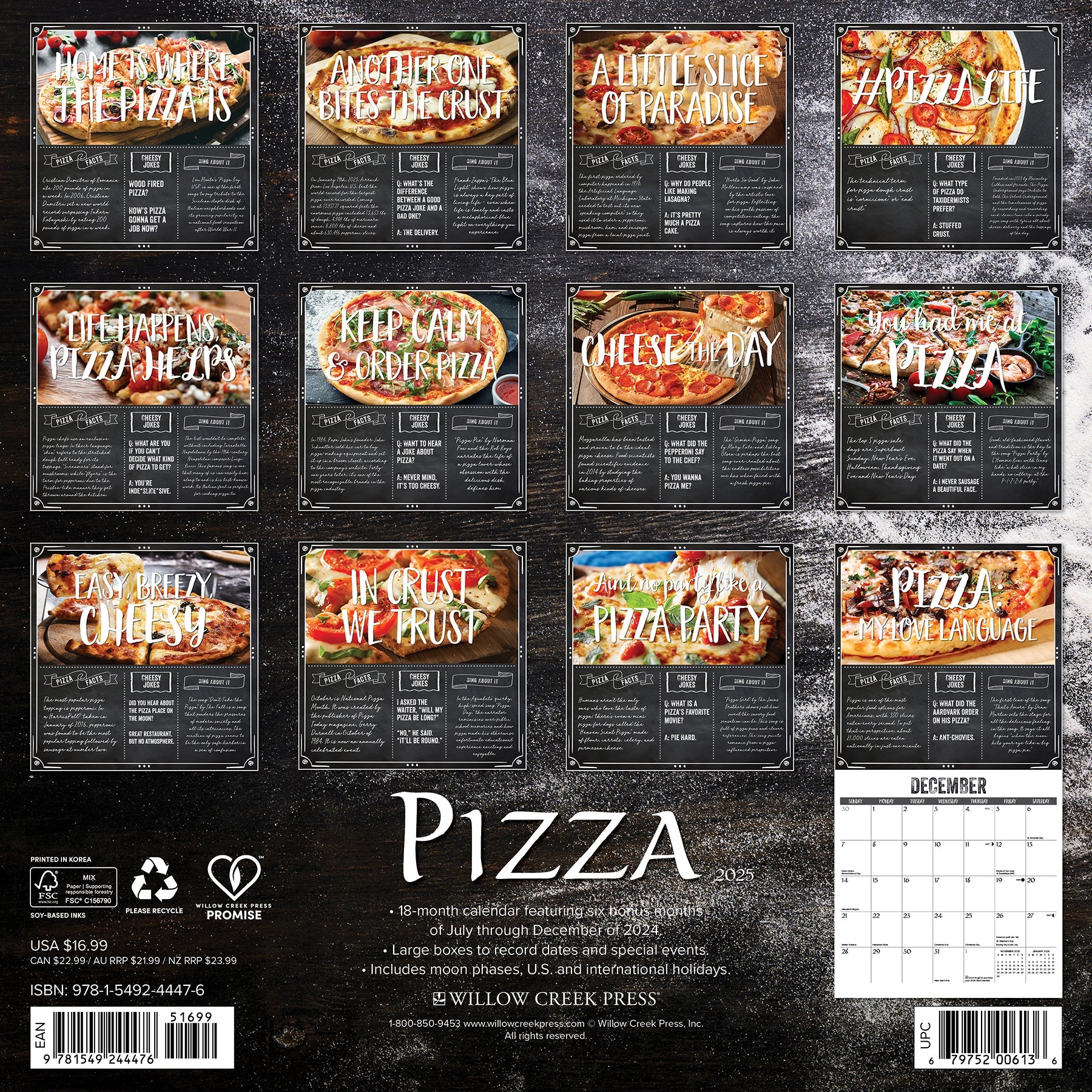 2025 Pizza - Square Wall Calendar