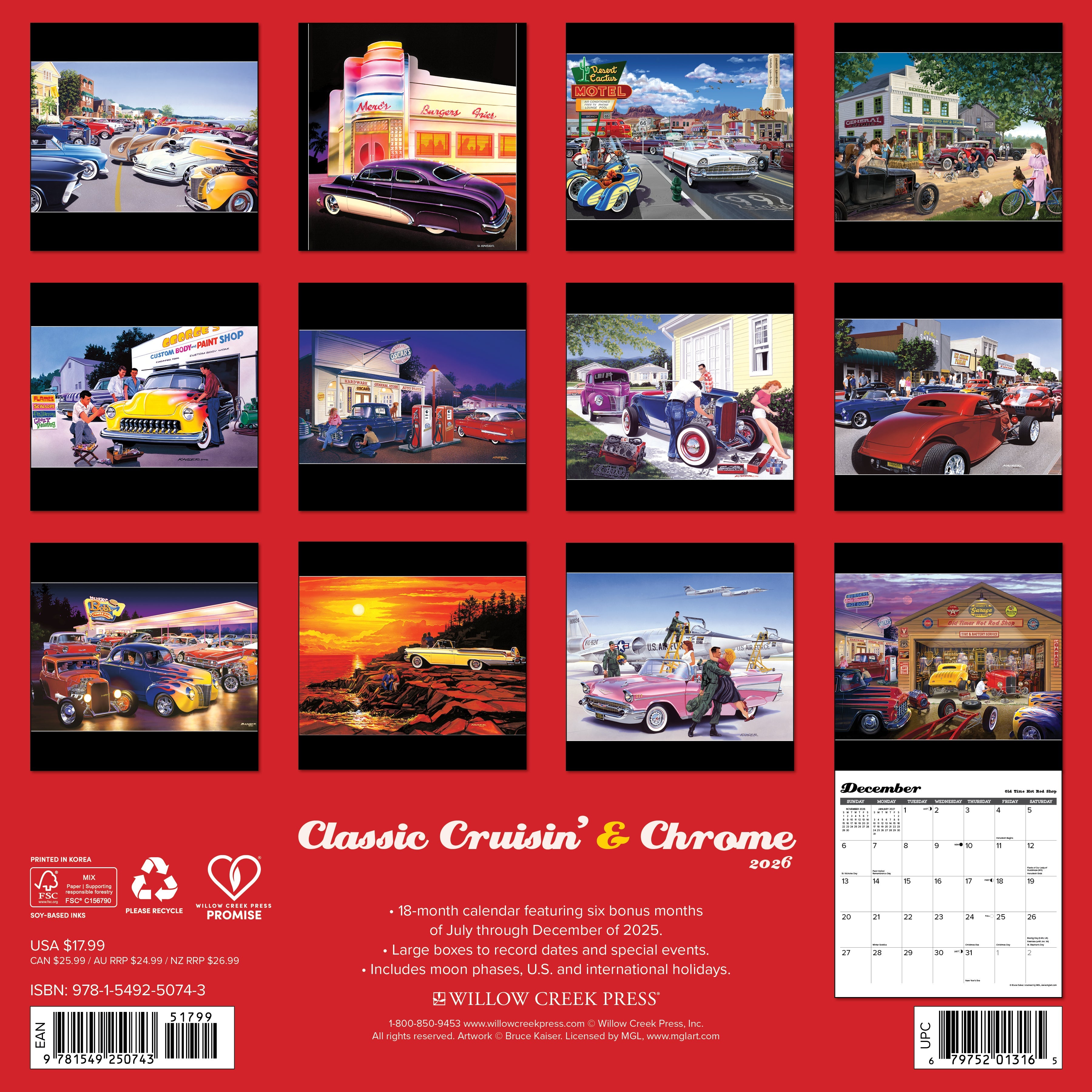 2026 Classic Cruisin' & Chrome - Square Wall Calendar