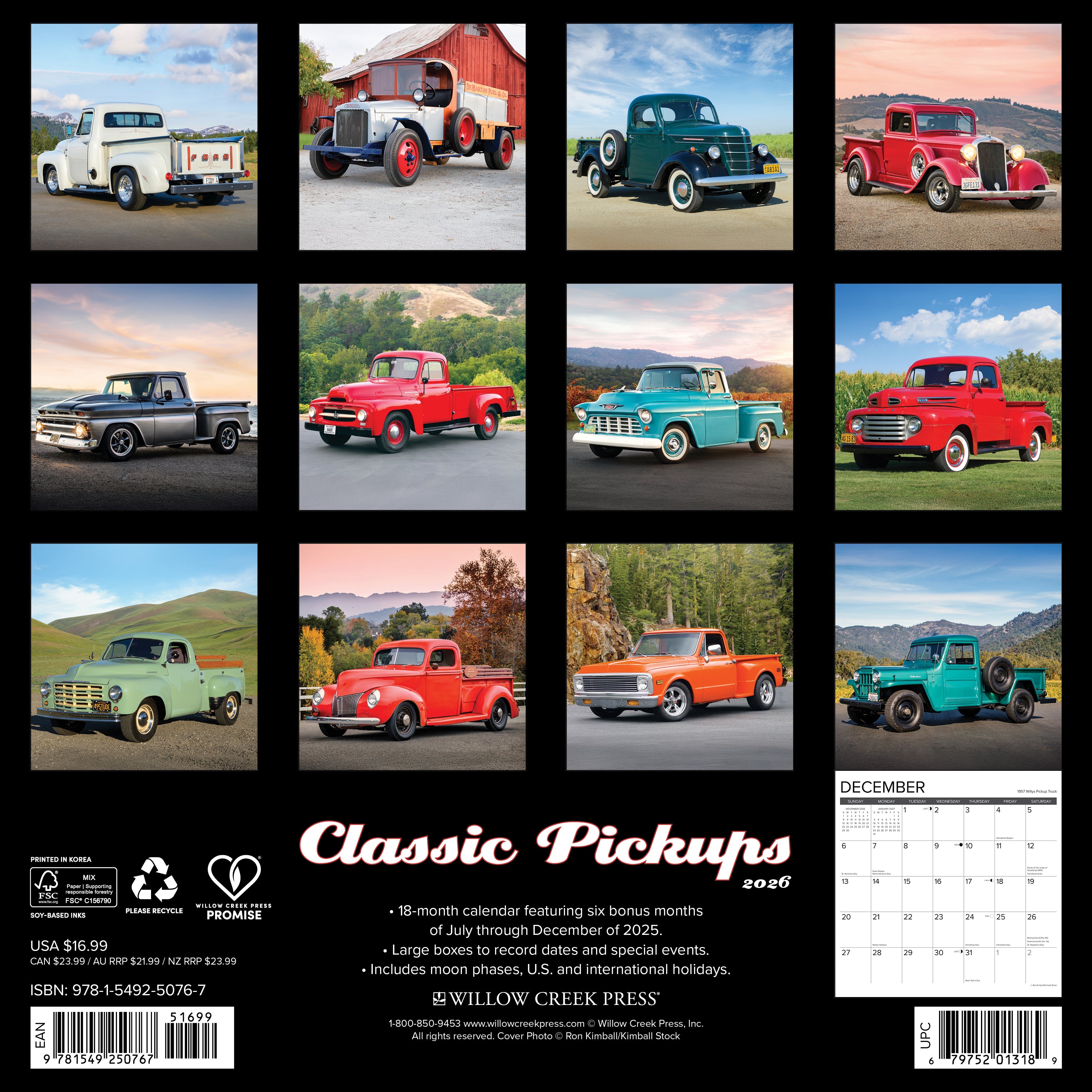 2026 Classic Pickups - Square Wall Calendar