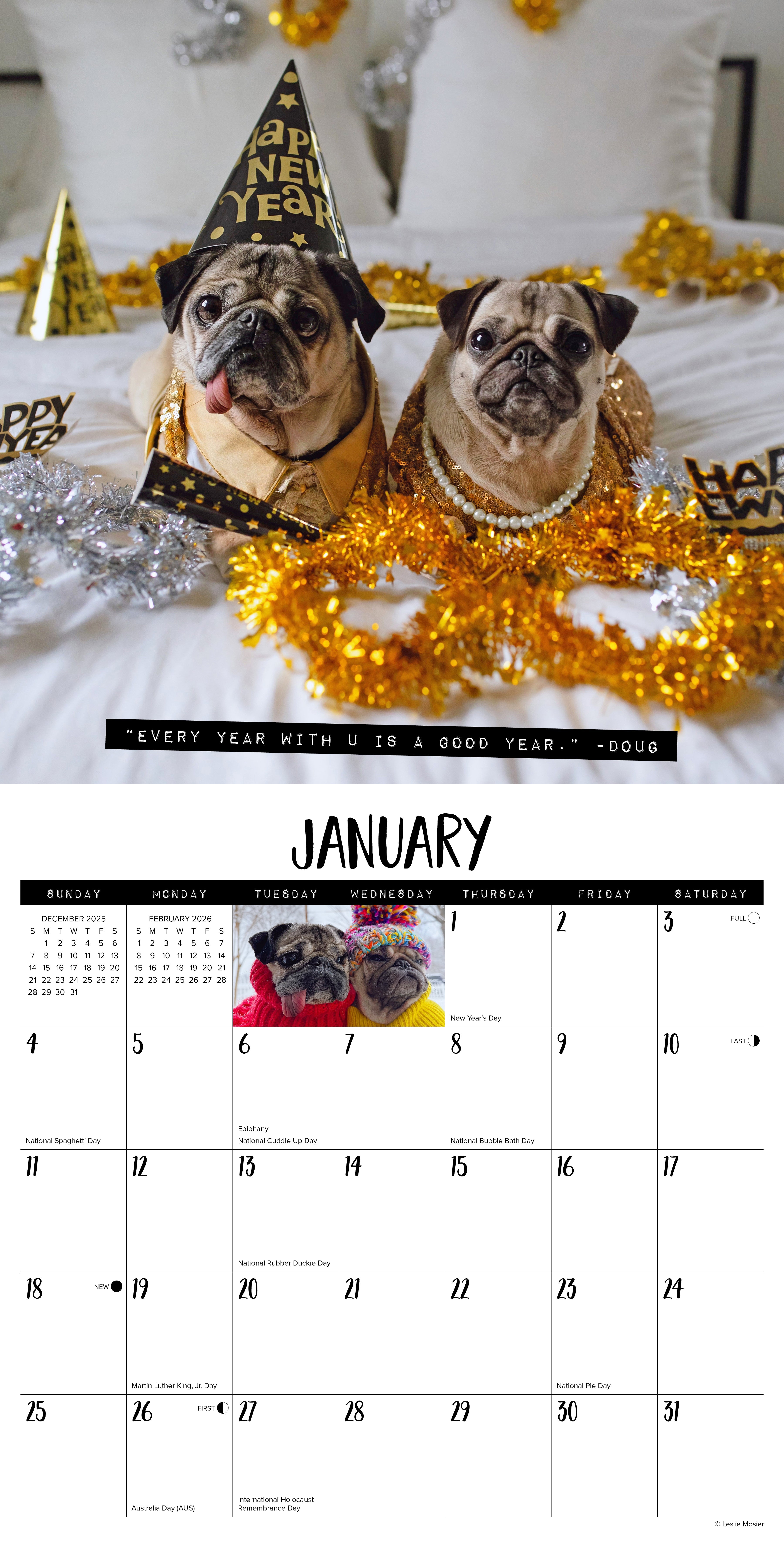 2026 Doug the Pug & Dory - Square Wall Calendar
