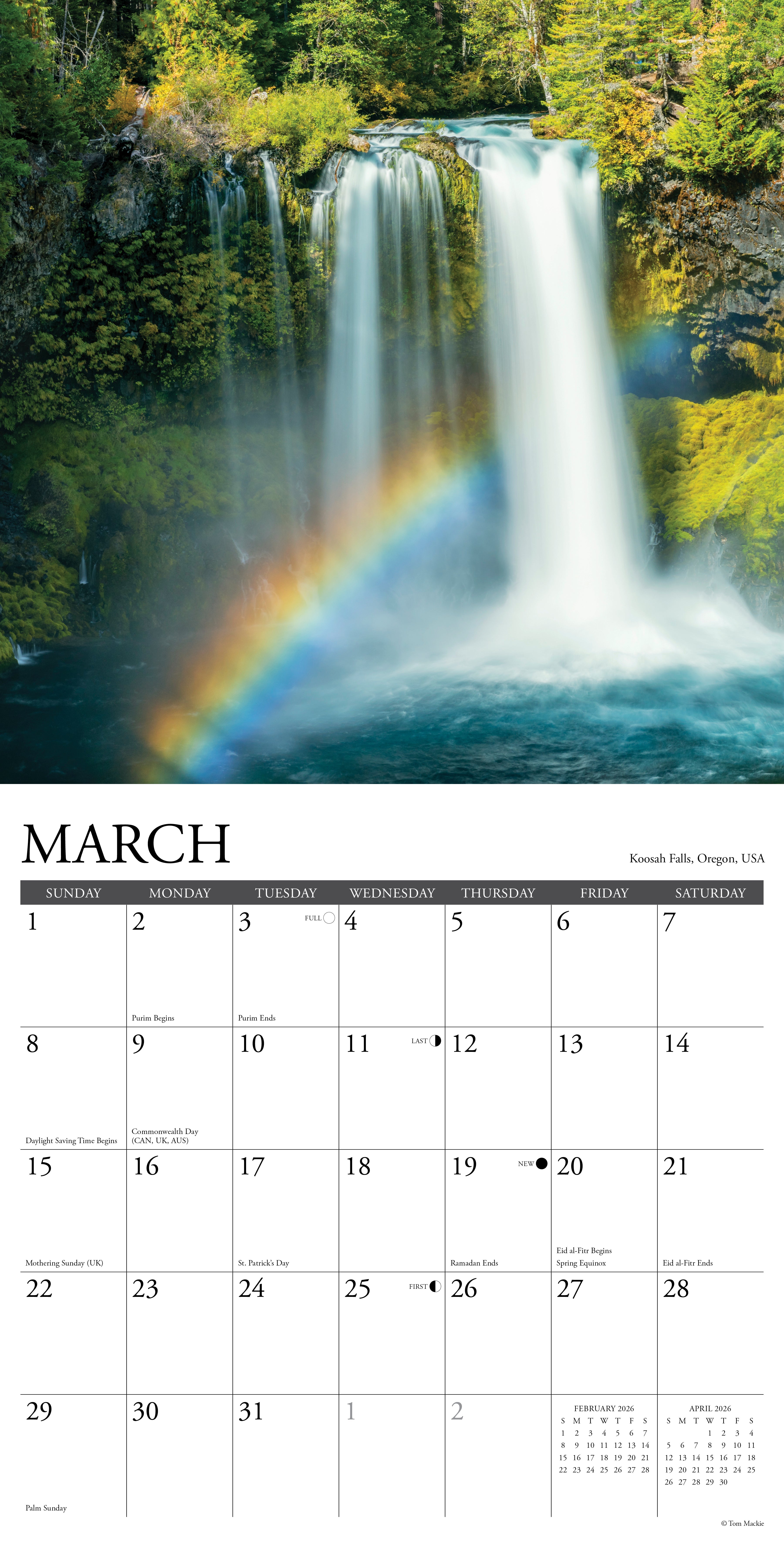 2026 Waterfalls - Square Wall Calendar