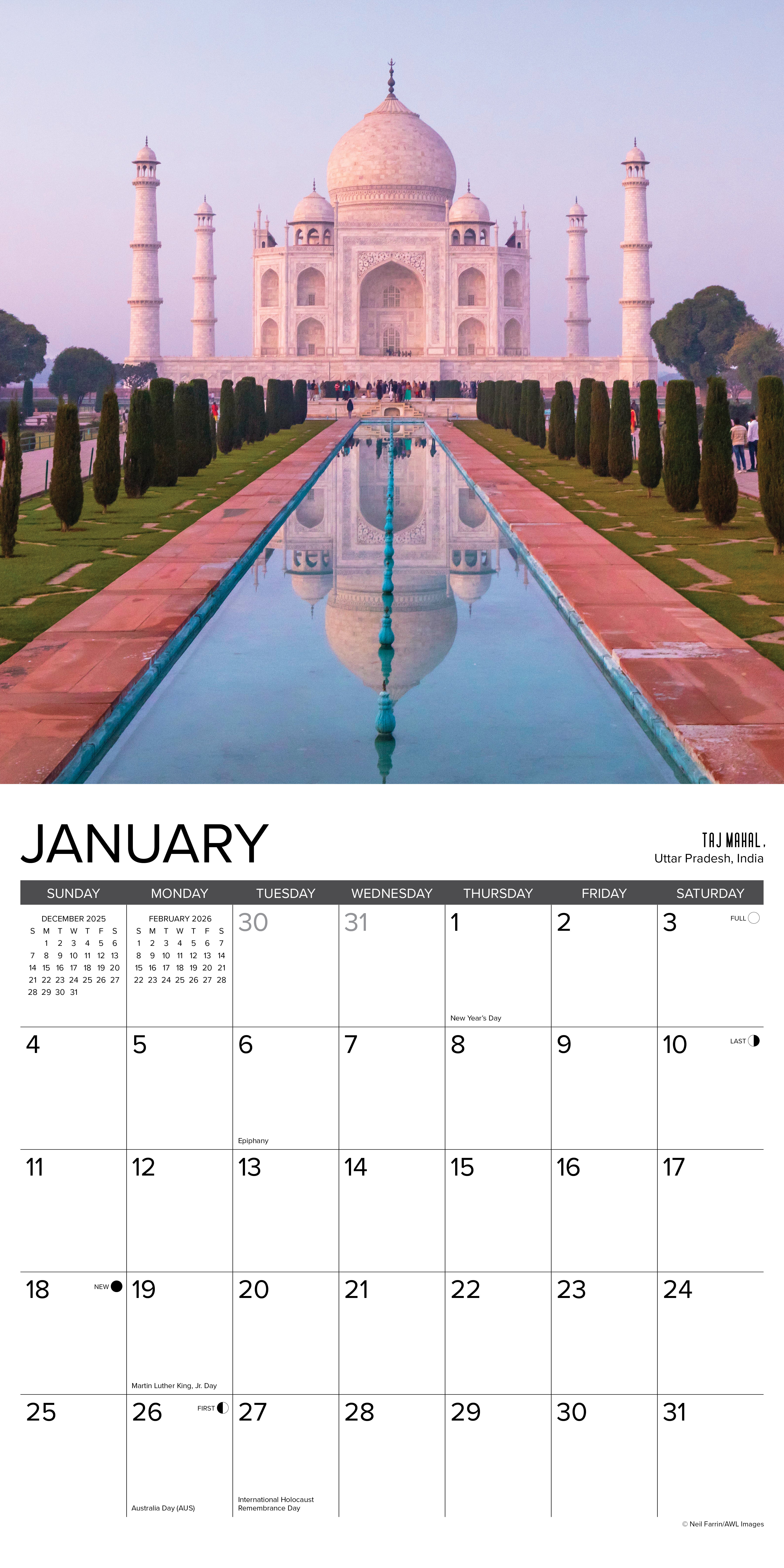 2026 Wonders of the World - Square Wall Calendar