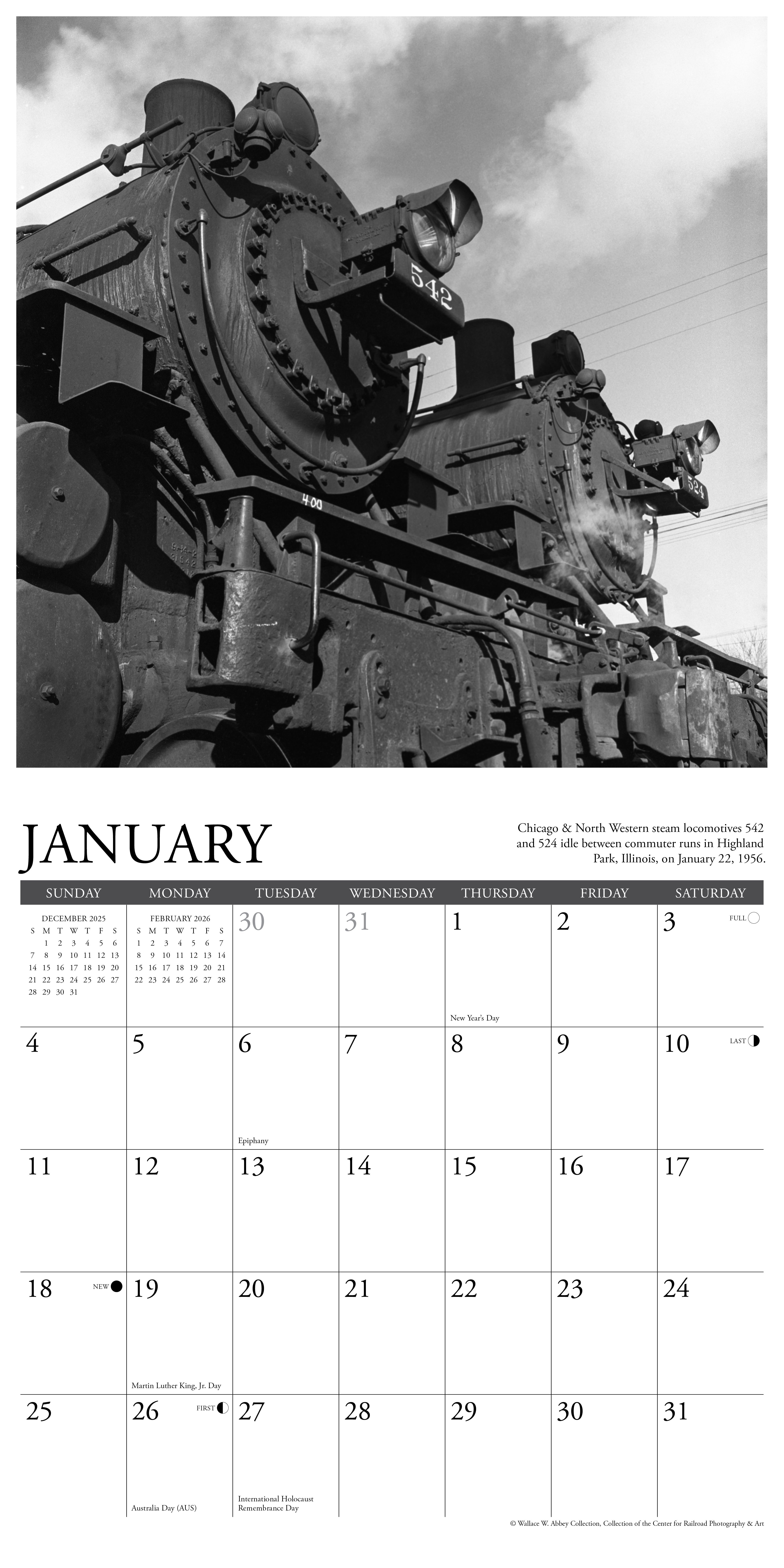 2026 Classic Trains - Square Wall Calendar