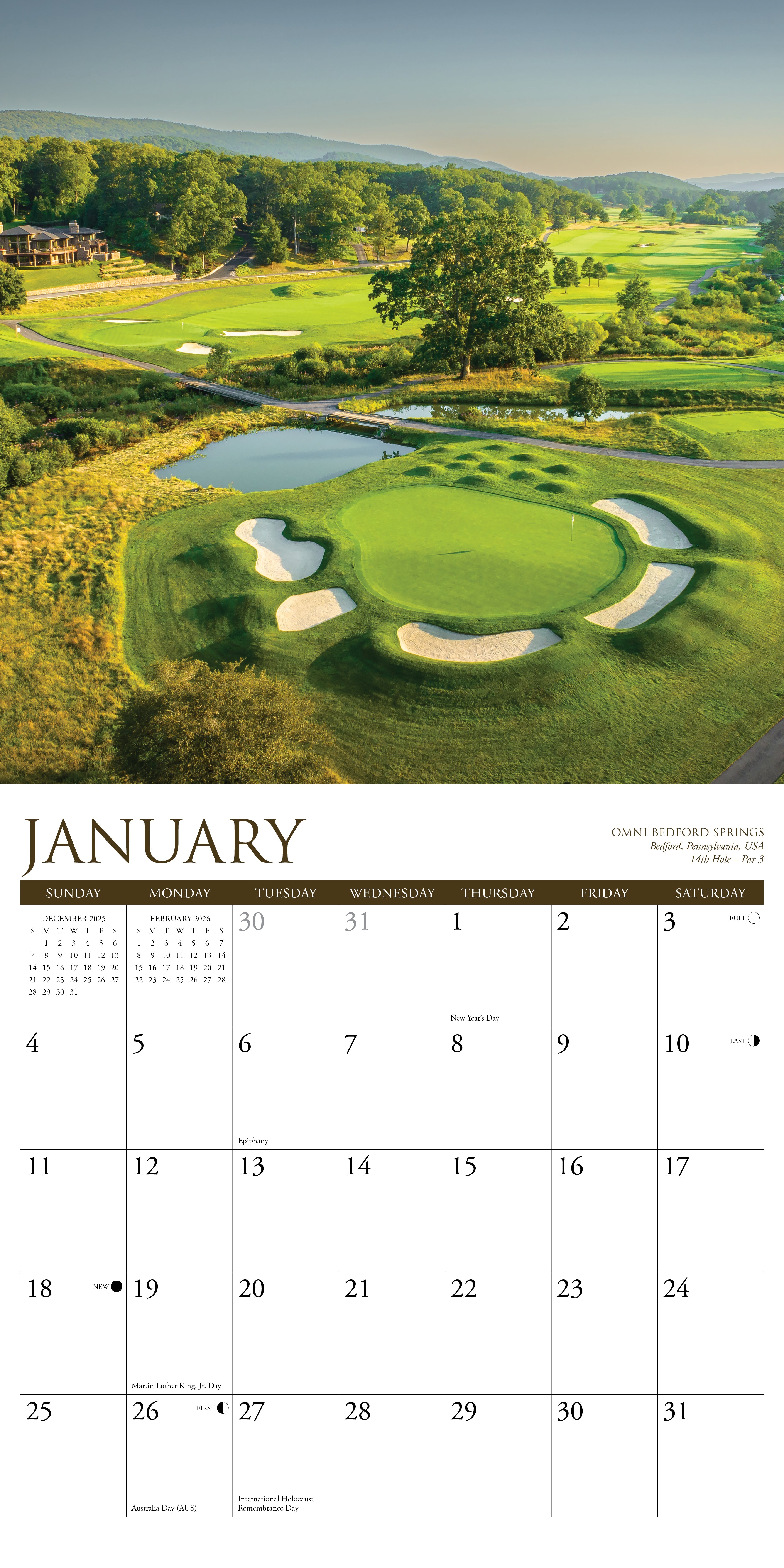 2026 Golf - Square Wall Calendar