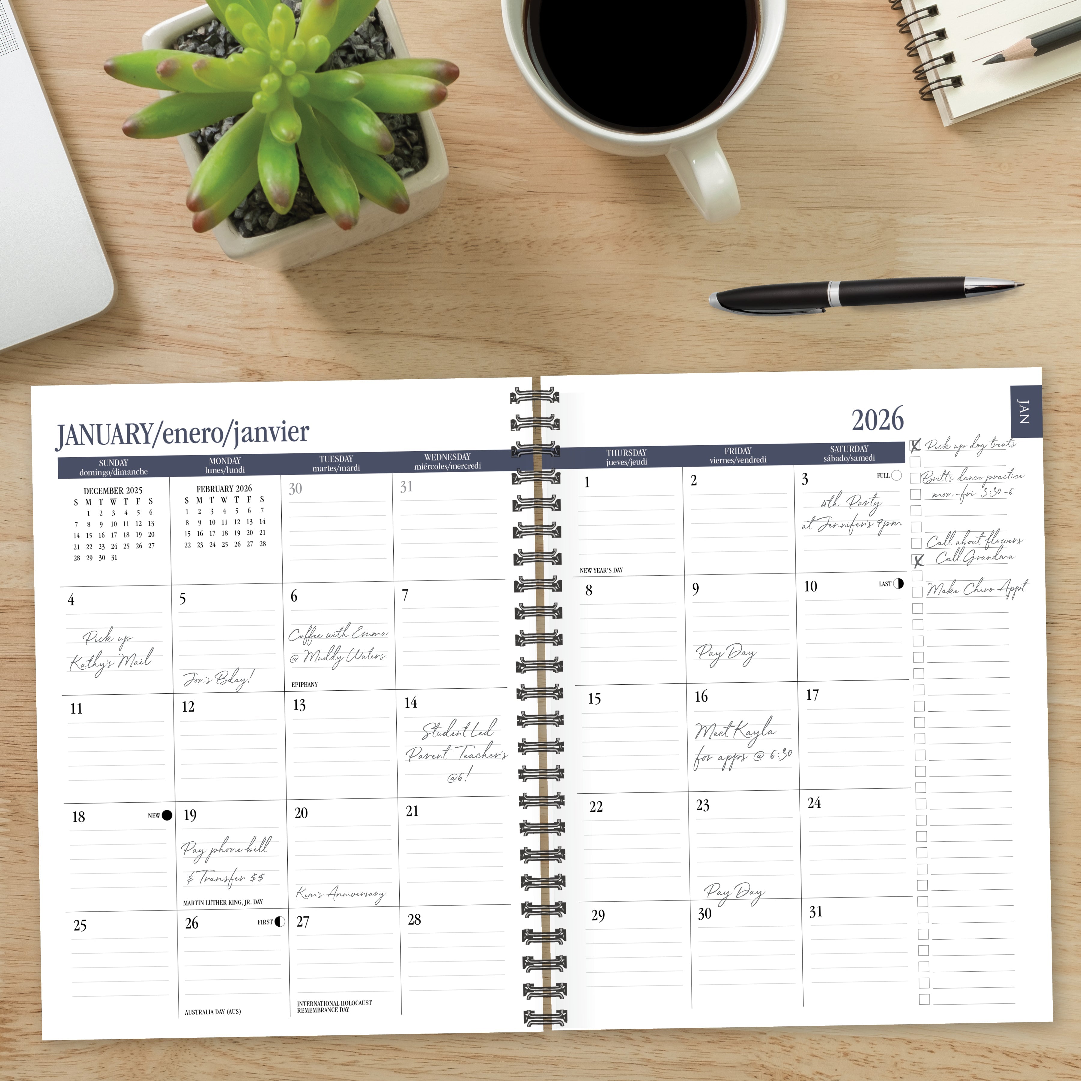 2026 Bluesy Floral - Monthly & Weekly Diary/Planner