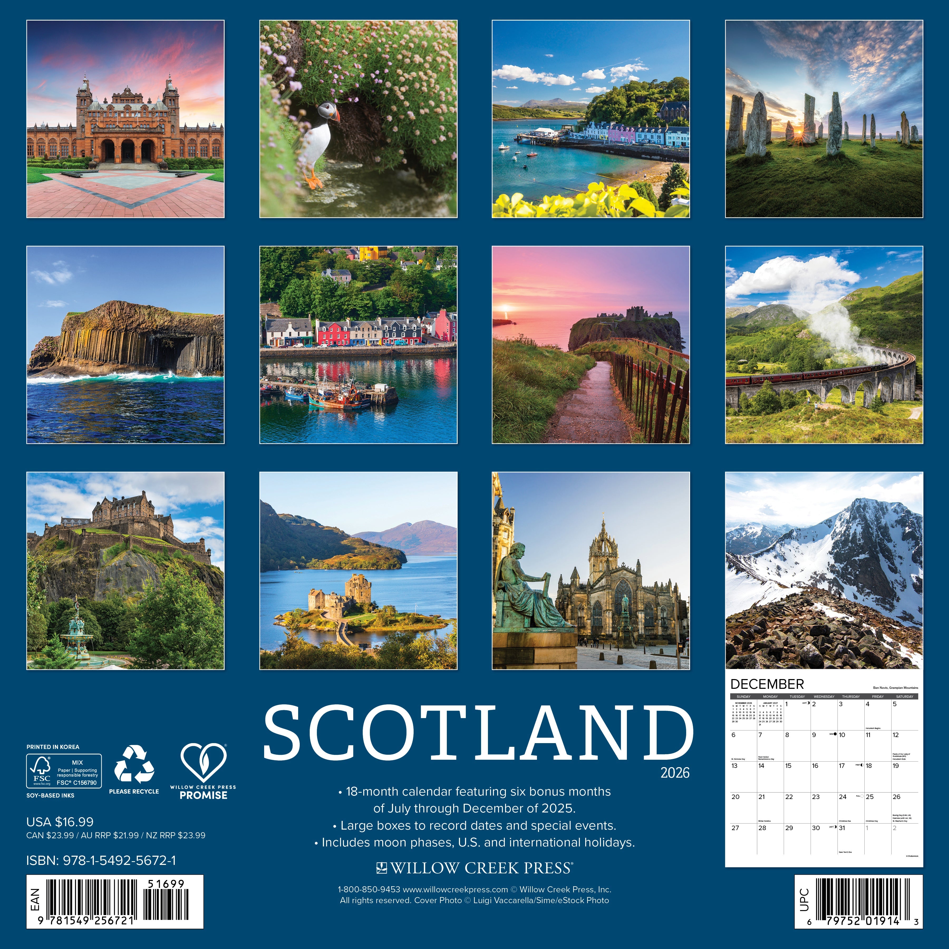 2026 Scotland - Square Wall Calendar