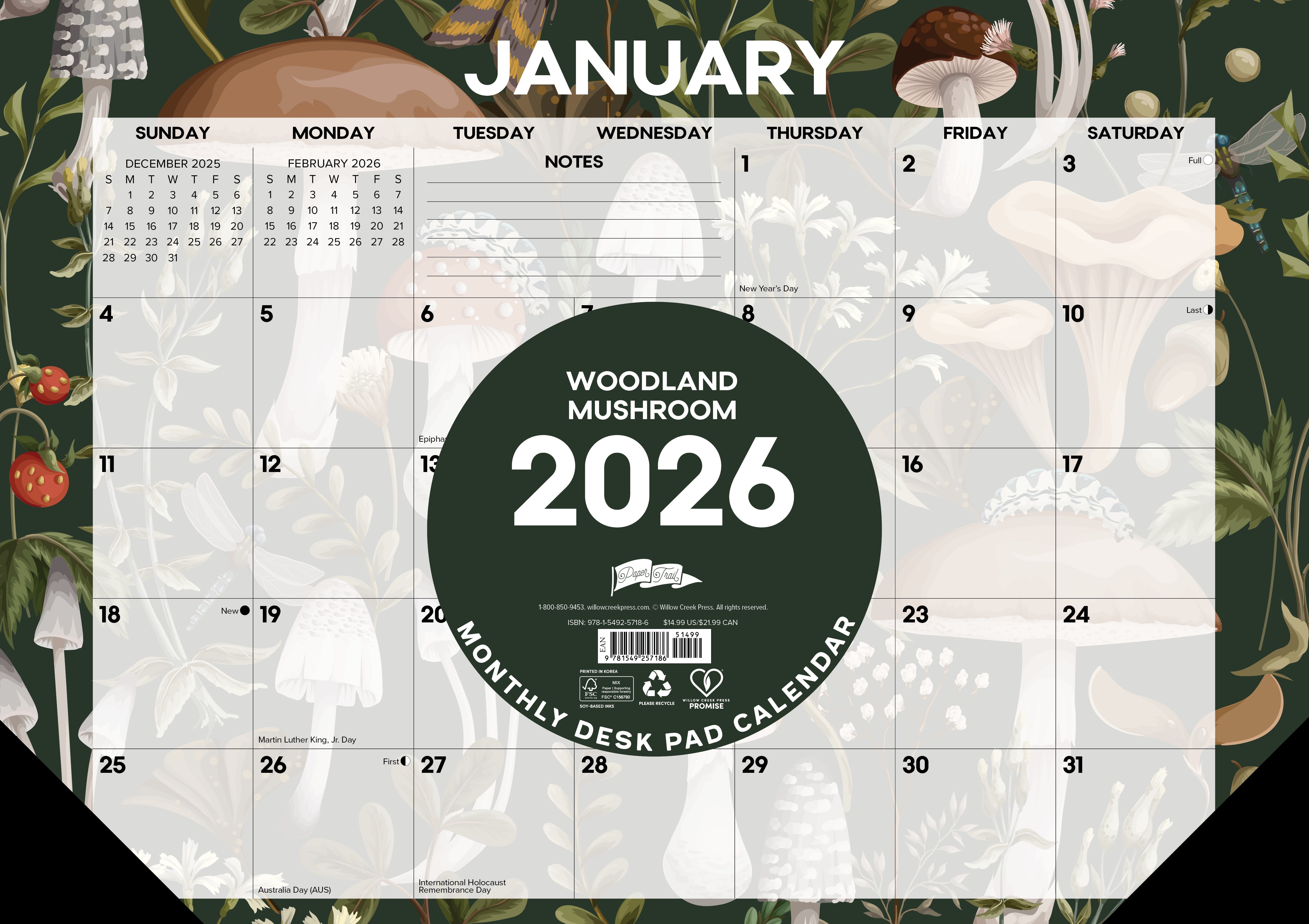 2026 Woodland Mushroom - Desk Pad