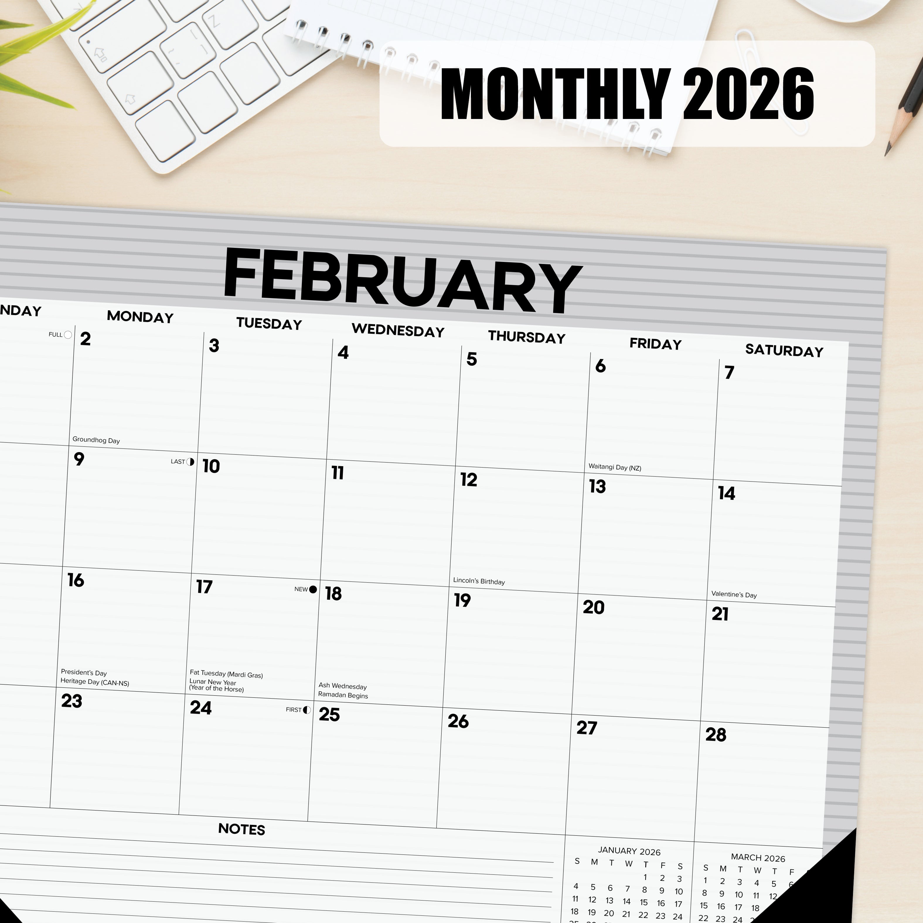 2026 Perfect Pinstripe - Desk Pad