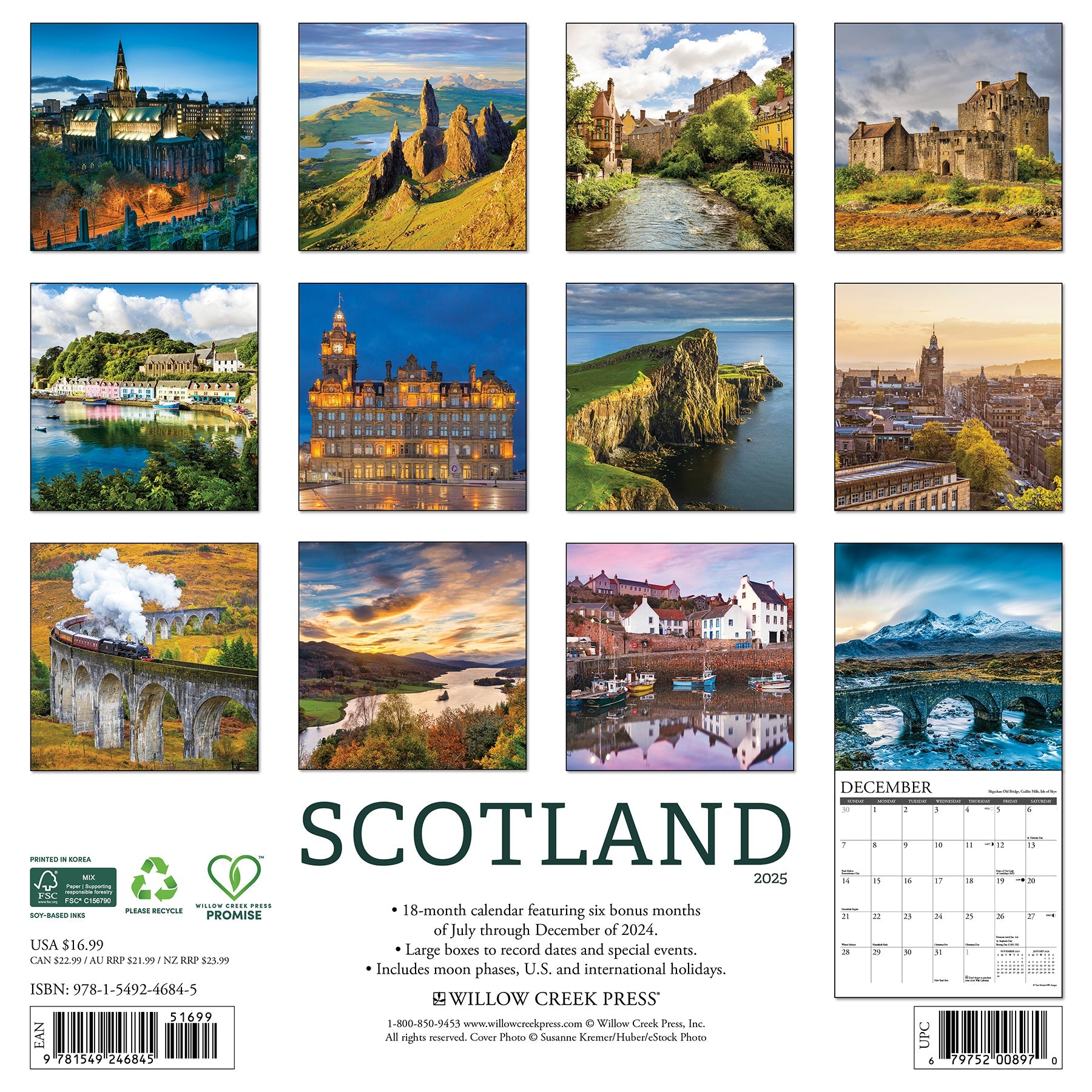 2025 Scotland - Square Wall Calendar