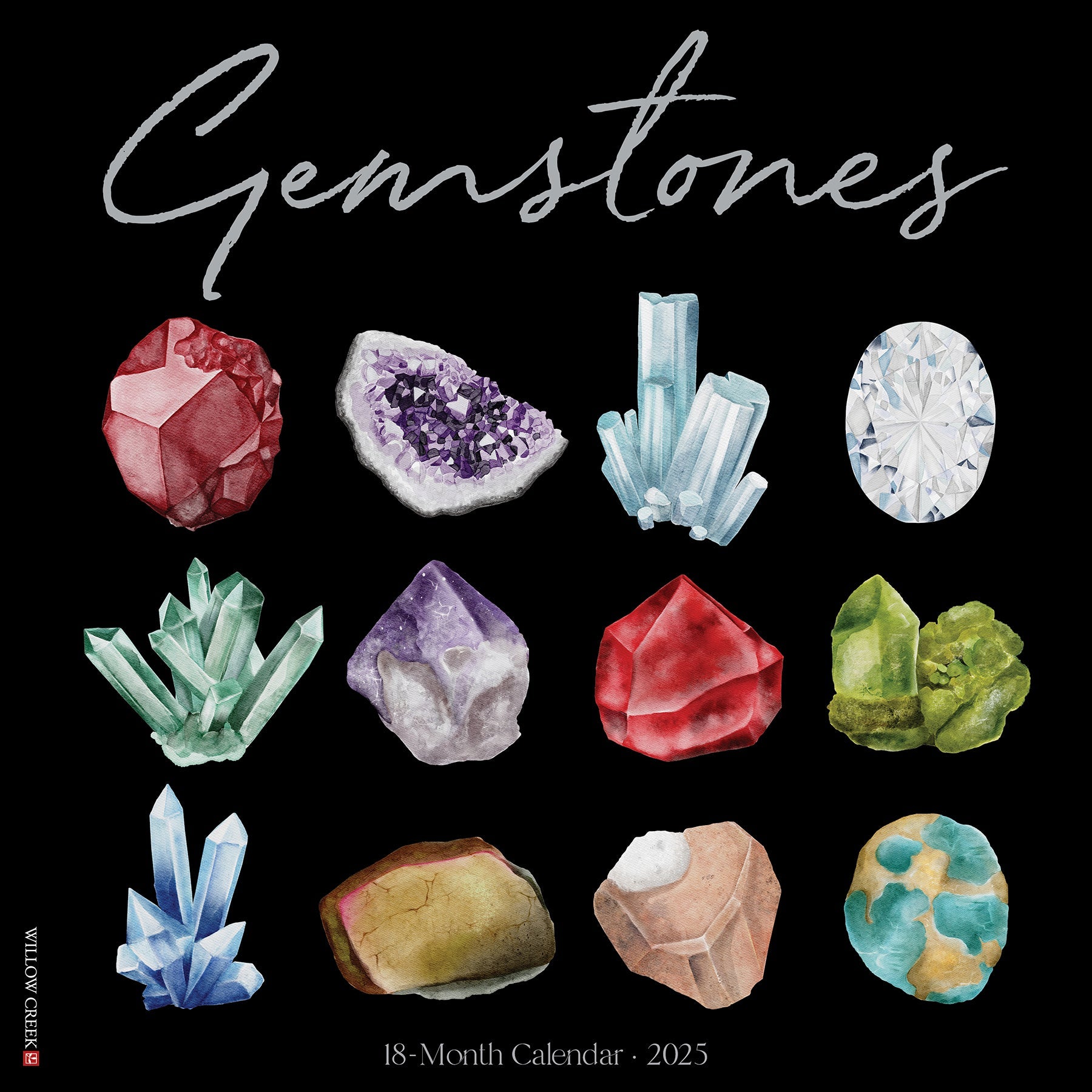 2025 Gemstones (w/foil) - Square Wall Calendar