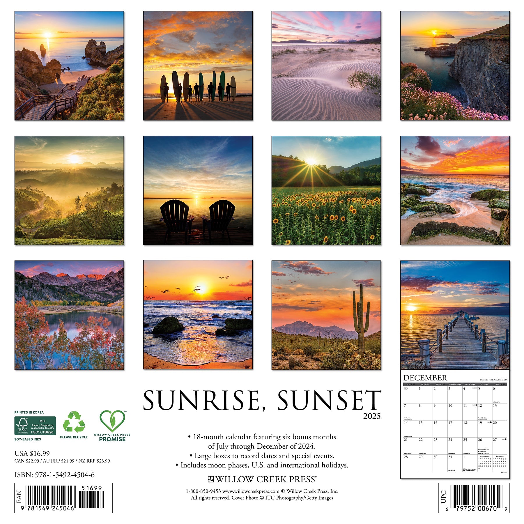 2025 Sunrise, Sunset - Square Wall Calendar