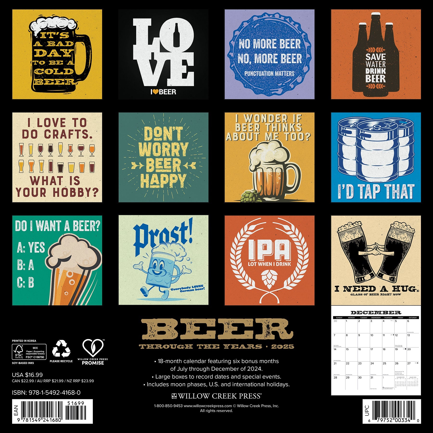 2025 BeerThrough the Years - Square Wall Calendar