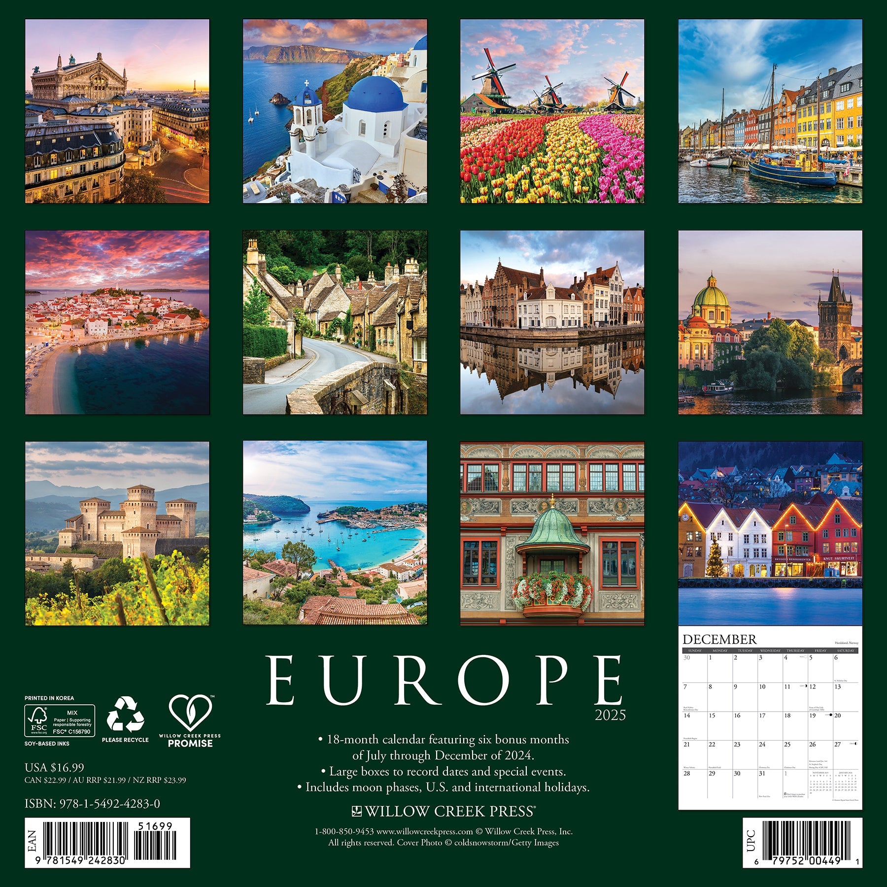 2025 Europe - Square Wall Calendar