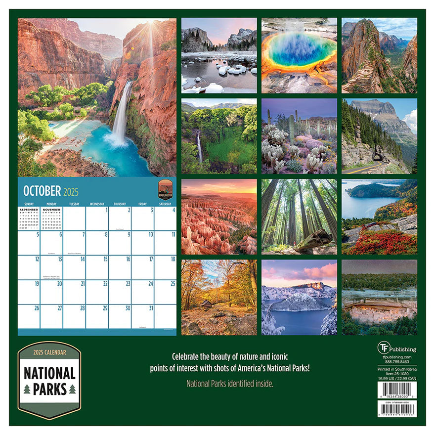 2025 National Parks - Square Wall Calendar