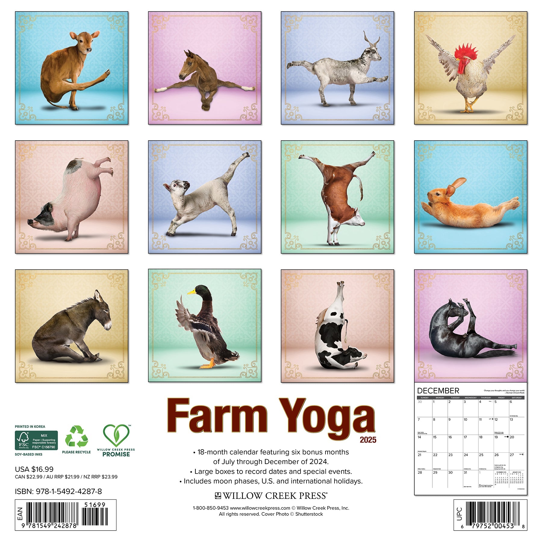 2025 Farm Yoga - Square Wall Calendar