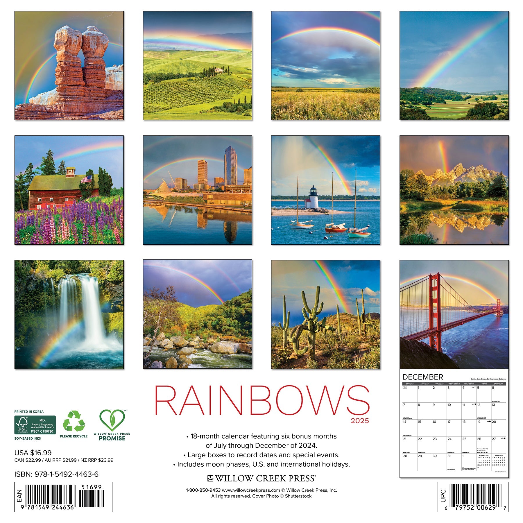 2025 Rainbows - Square Wall Calendar