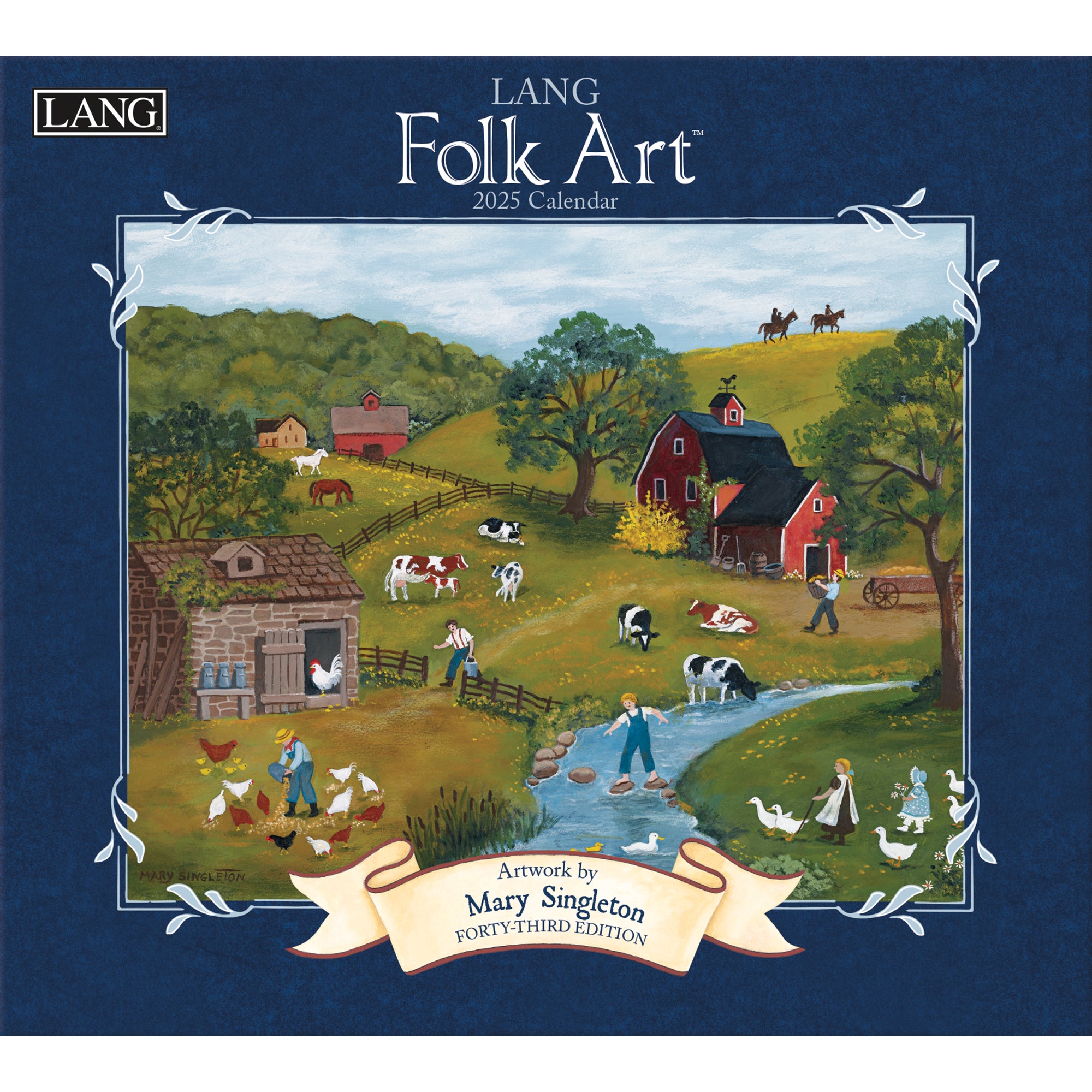 2025 Folk Art By Mary Singleton - LANG Deluxe Wall Calendar