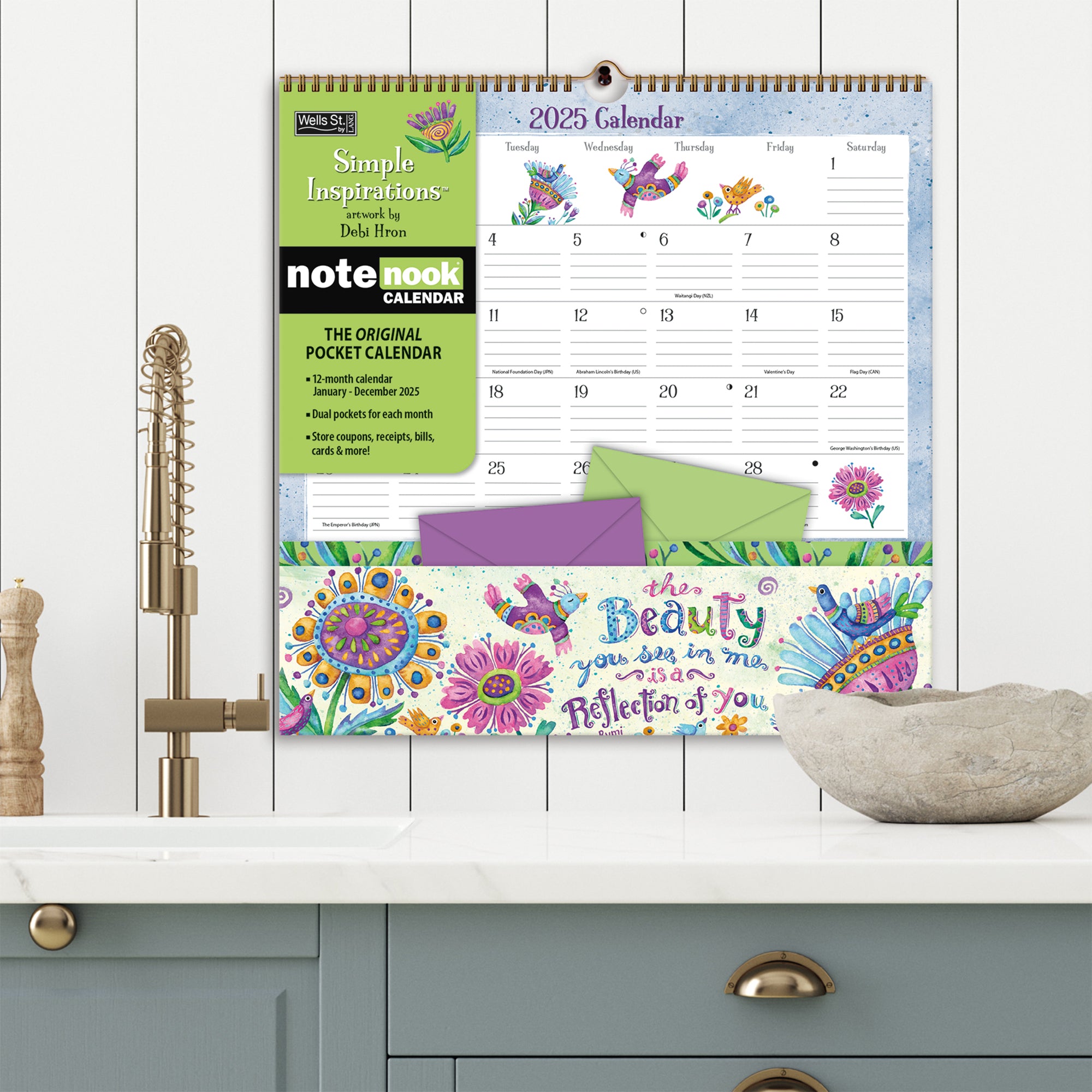 2025 Simple Inspirations - LANG Note Nook Square Wall Calendar