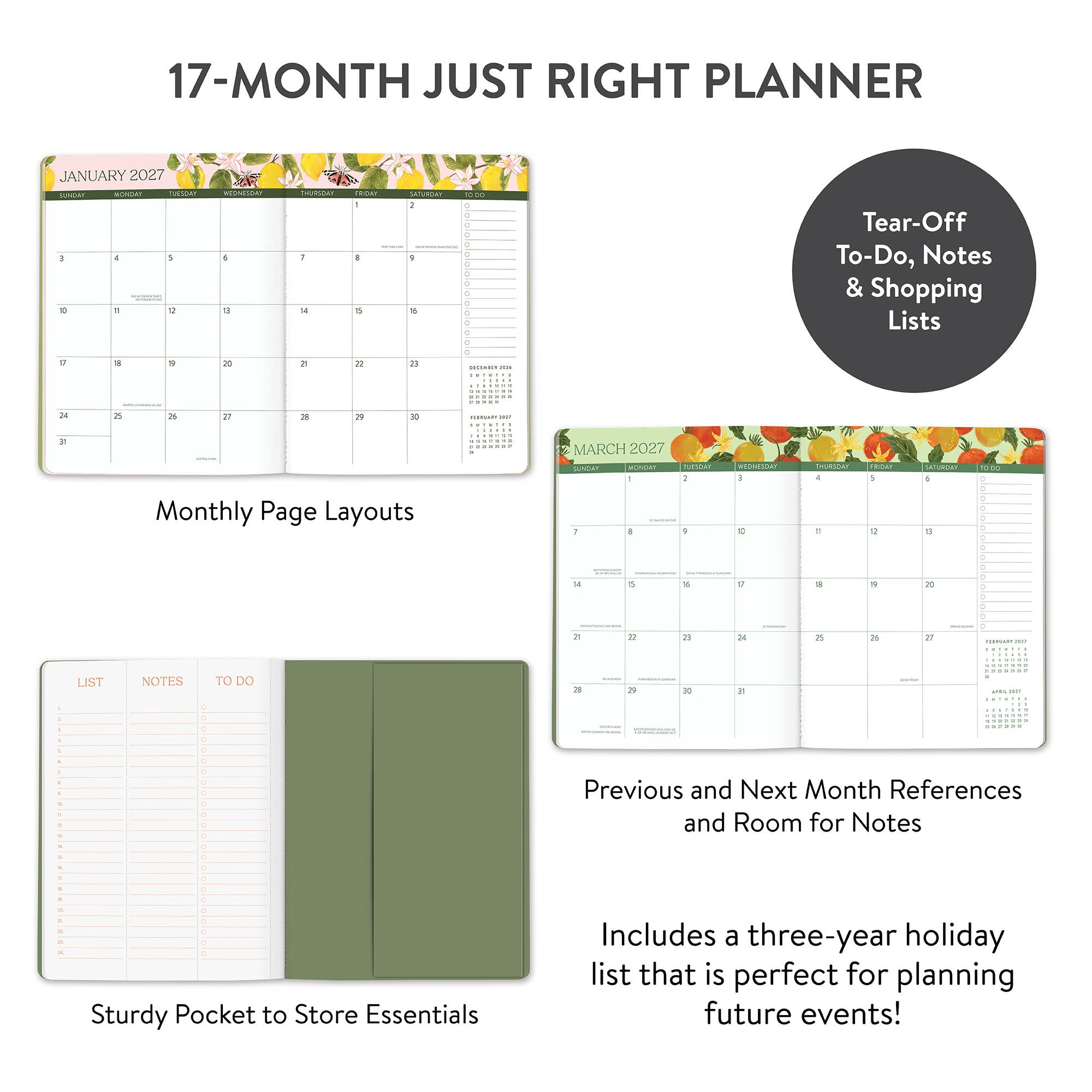 2027 Fruit & Flora Just Right Monthly Planner