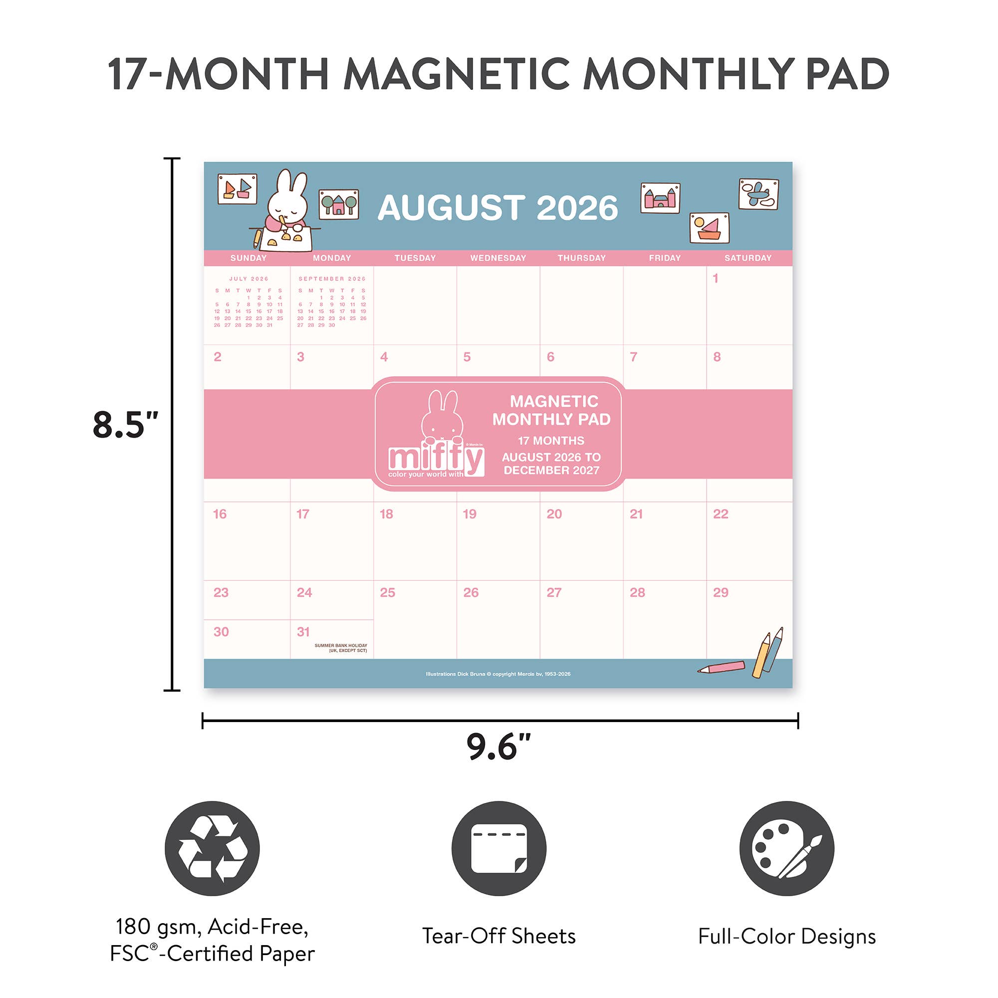 2027 Miffy A Year in Color Magnetic Monthly Pad
