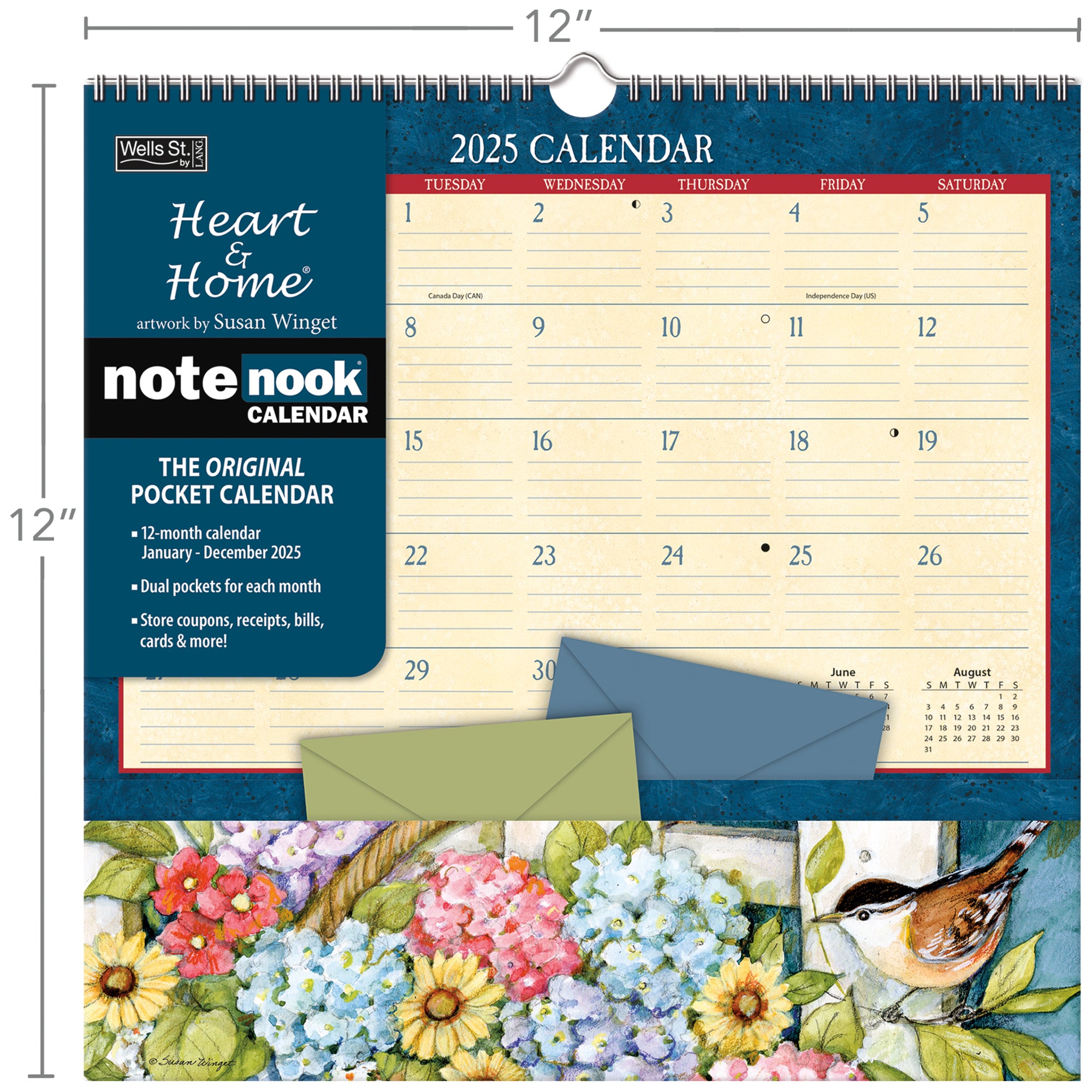 2025 Heart & Home - LANG Note Nook Square Wall Calendar