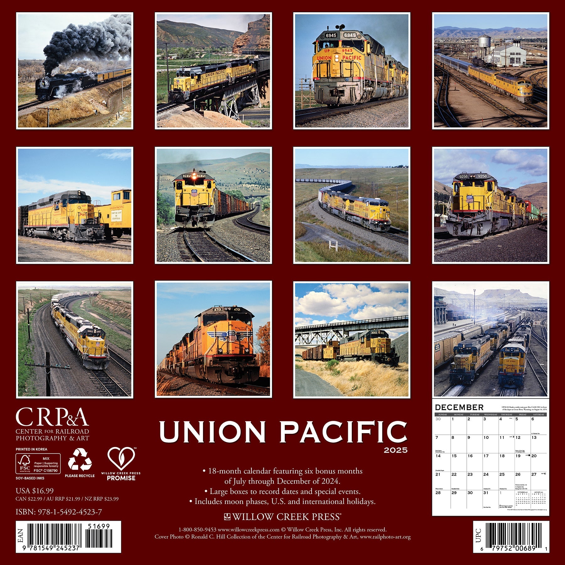 2025 Union Pacific - Square Wall Calendar