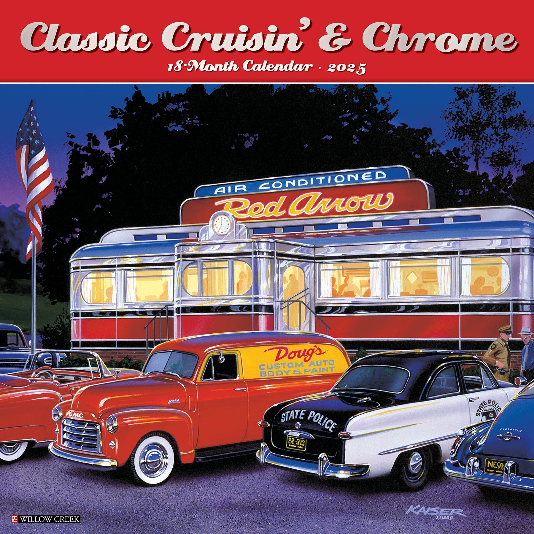 2025 Classic Cruisin' & Chrome (w/foil) - Square Wall Calendar