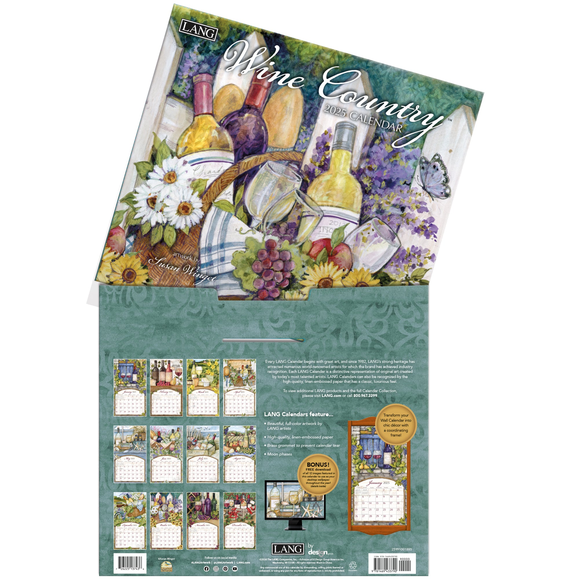 2025 Wine Country By Susan Winget - LANG Deluxe Wall Calendar