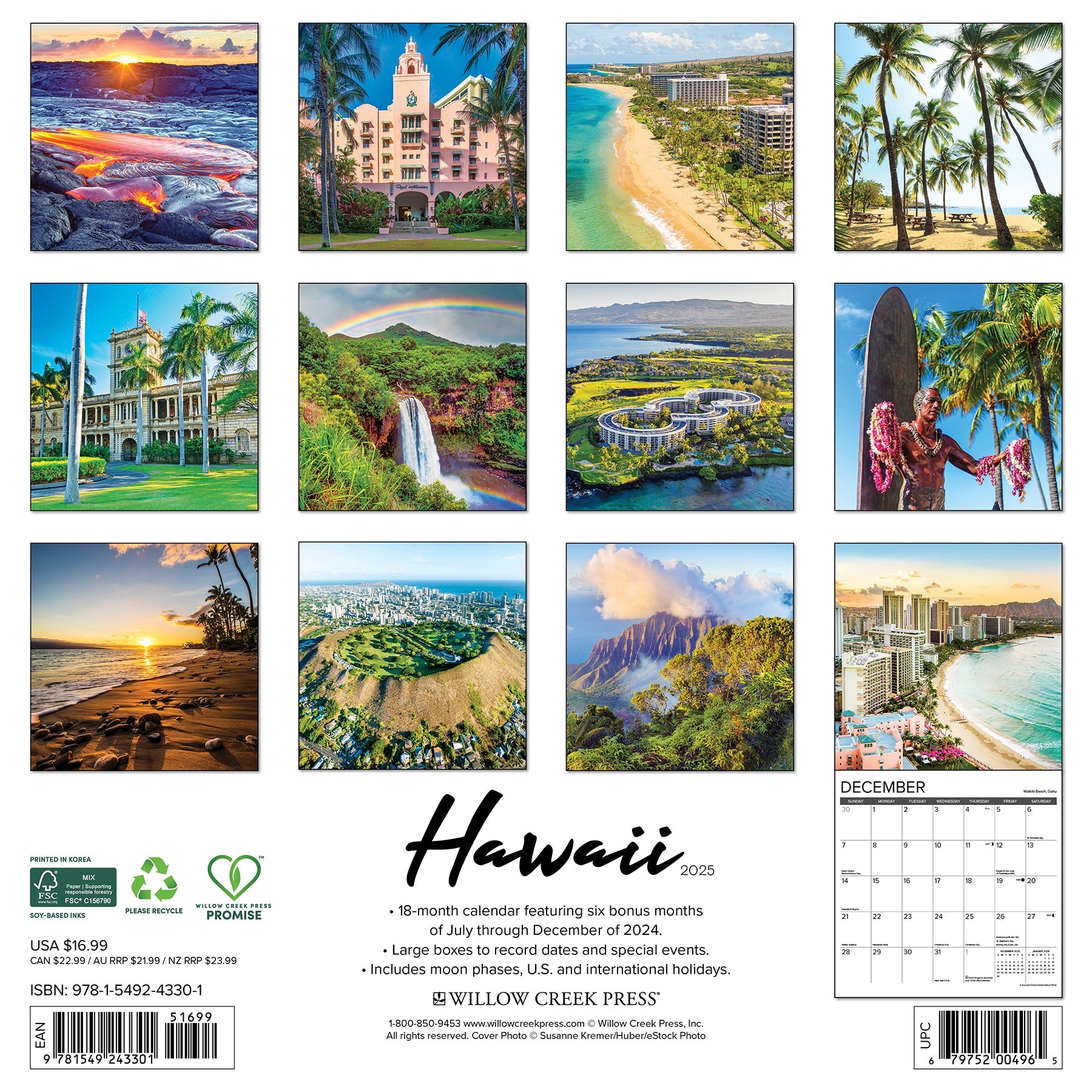 2025 Hawaii - Square Wall Calendar