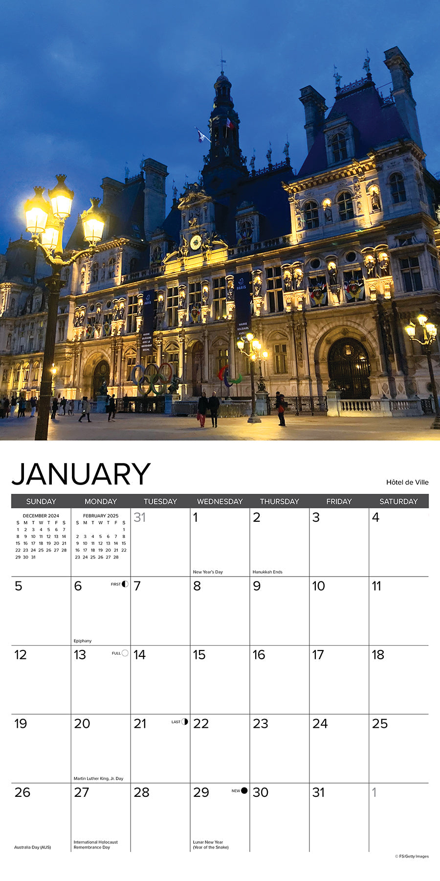 2025 Paris (w/foil) - Square Wall Calendar