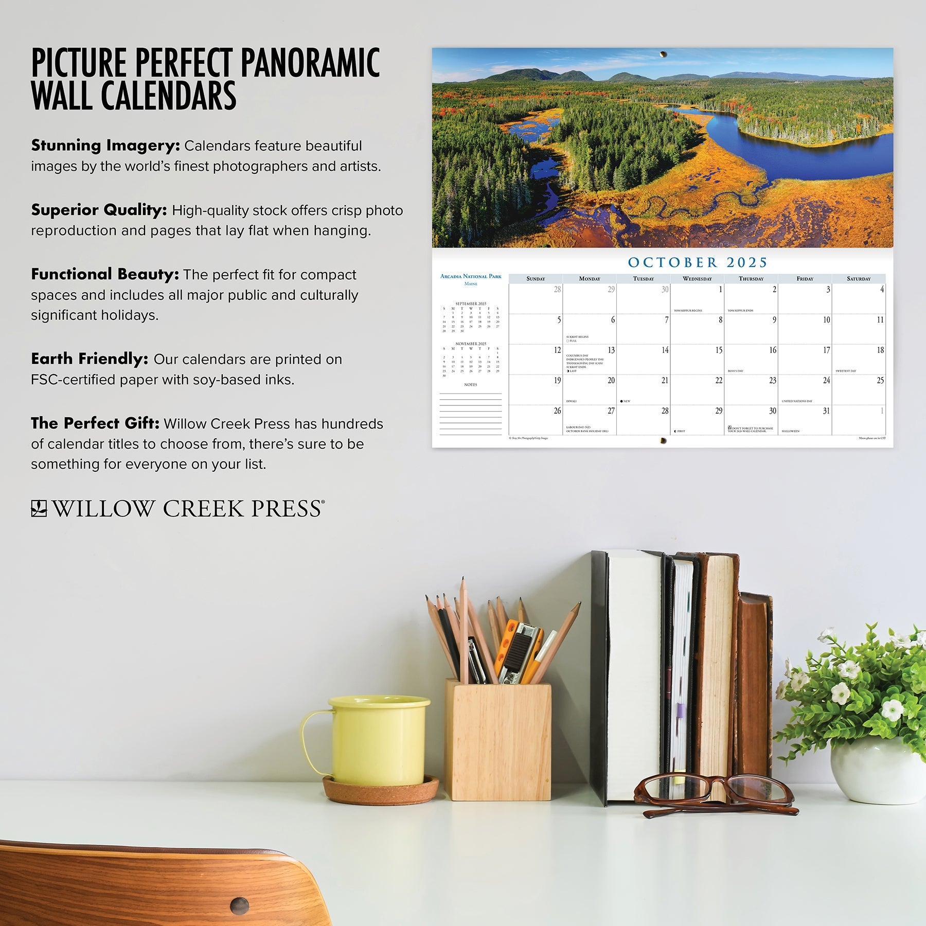 2025 National Parks Panoramic - Deluxe Wall Calendar