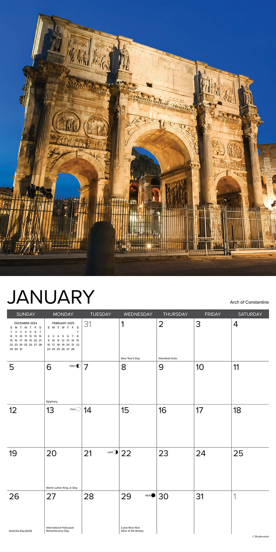 2025 Rome (w/foil) - Square Wall Calendar