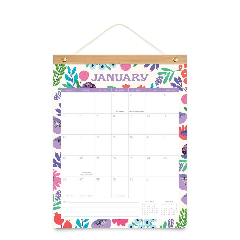 2025 Botanical Bliss Bamboo-Hanger - Deluxe Wall Calendar by Orange Circle Studio