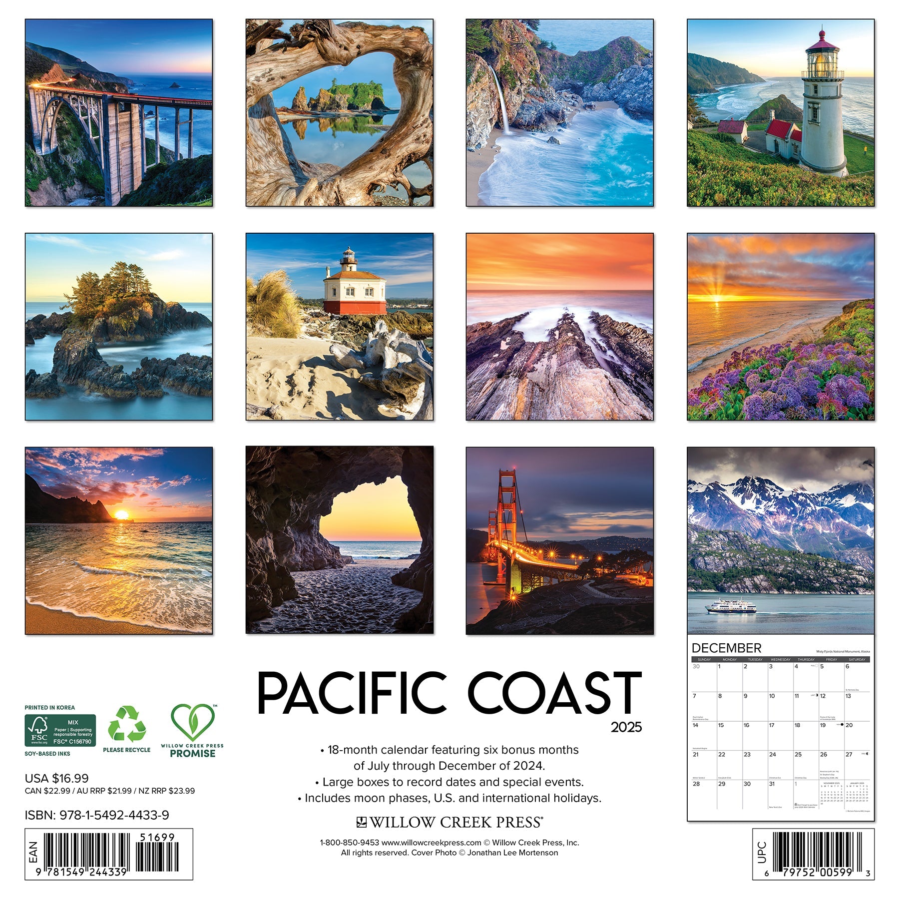 2025 Pacific Coast - Square Wall Calendar