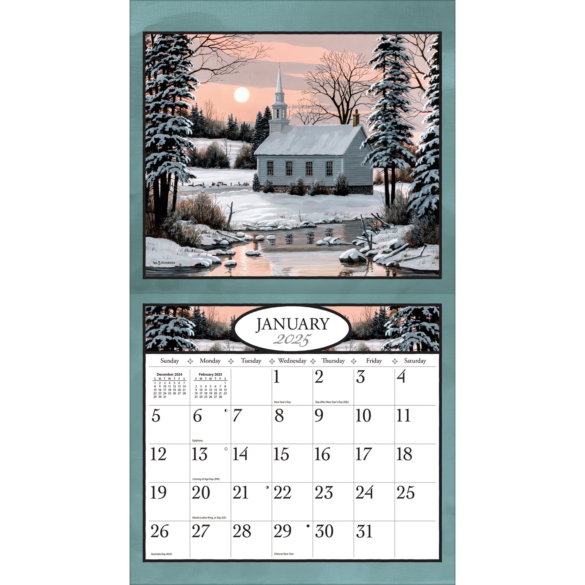 2025 Country Churches By Bill Saunders - LANG Deluxe Wall Calendar