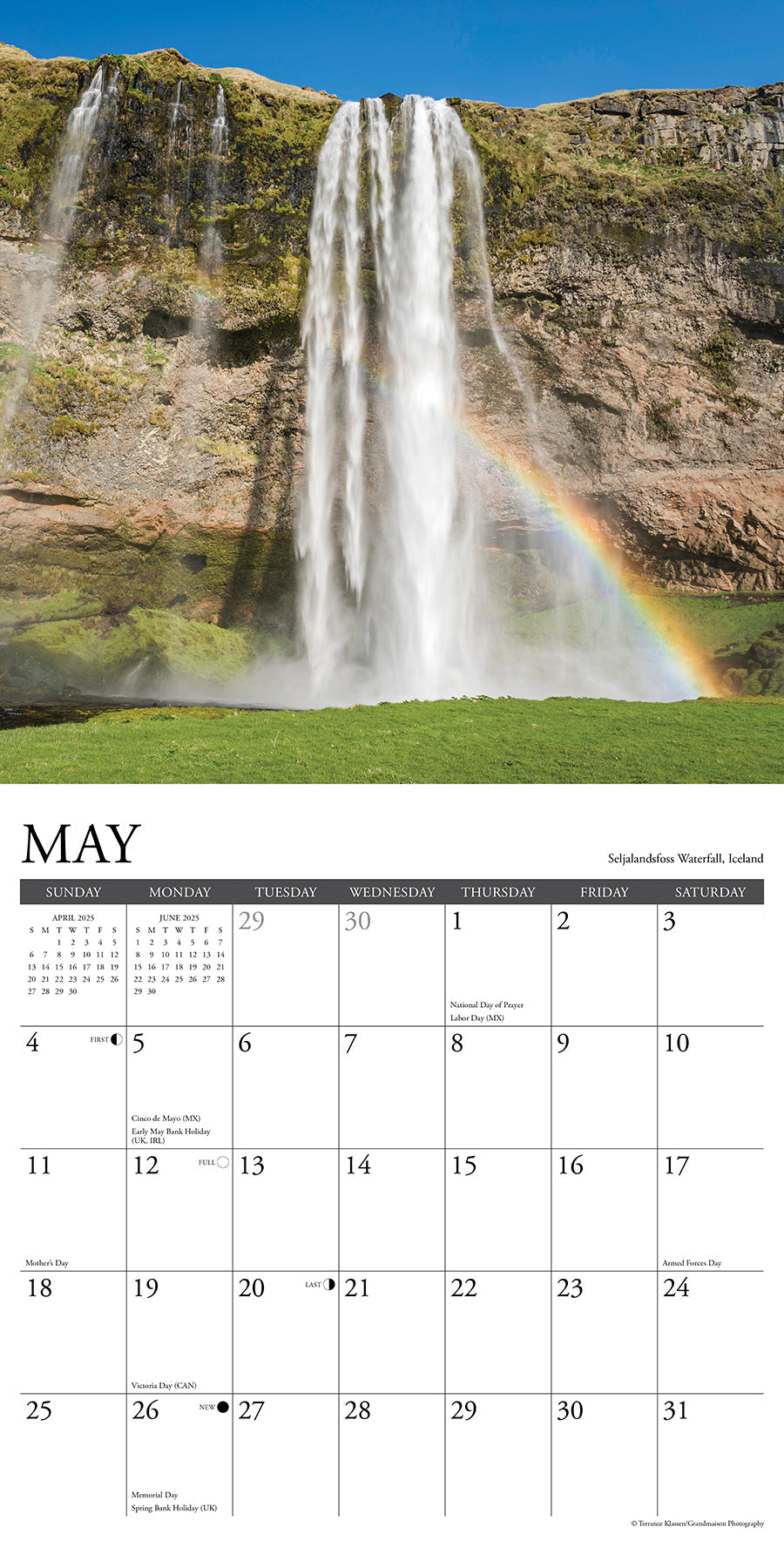 2025 Waterfalls - Square Wall Calendar
