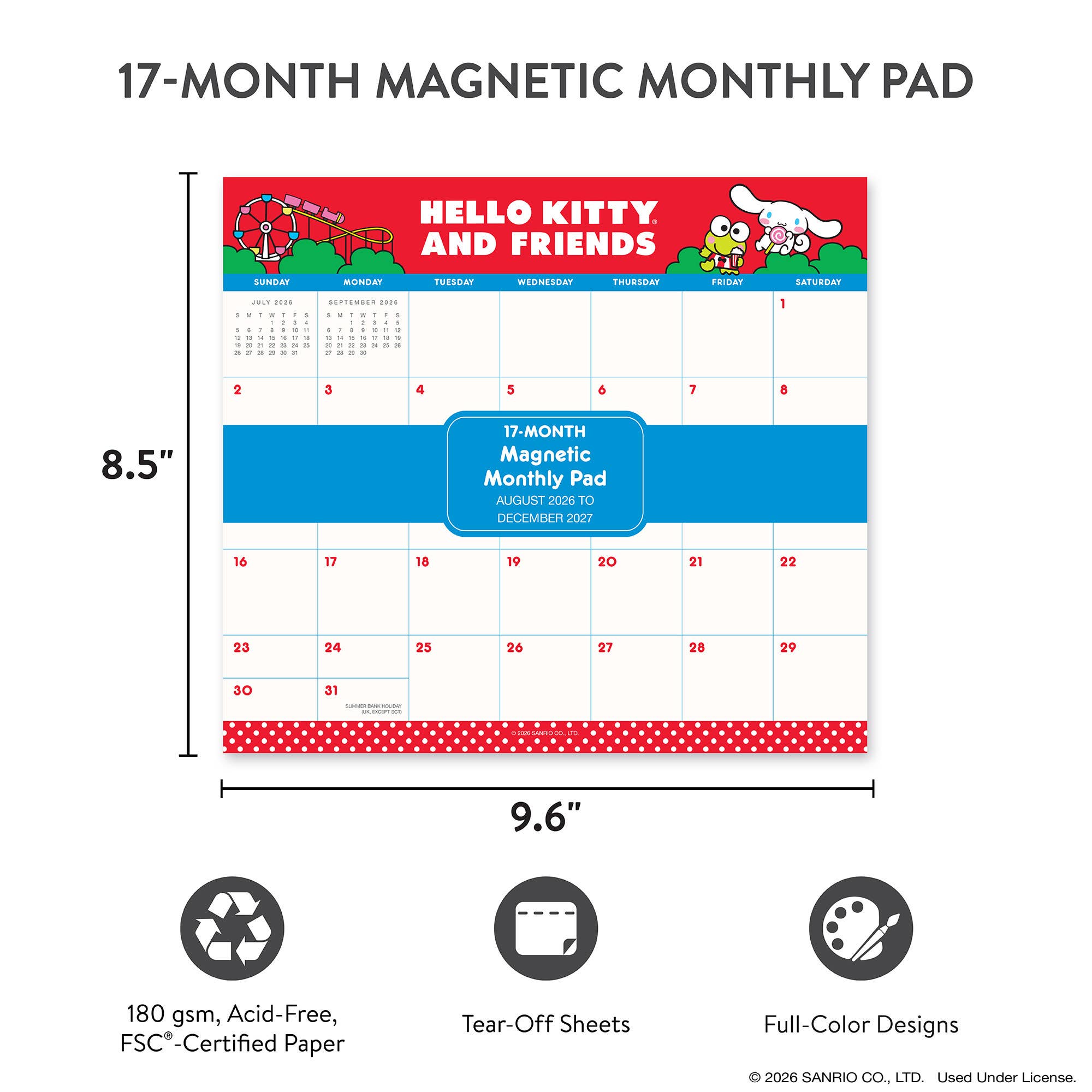 2027 Hello Kitty® and Friends Retro Magnetic Monthly Pad