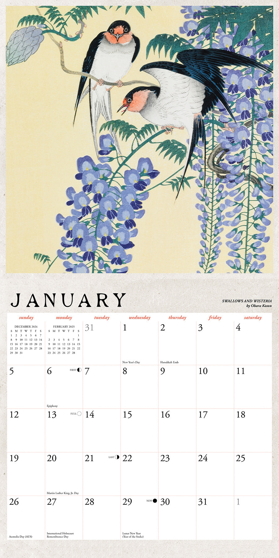 2025 Japanese Woodblocks - Square Wall Calendar