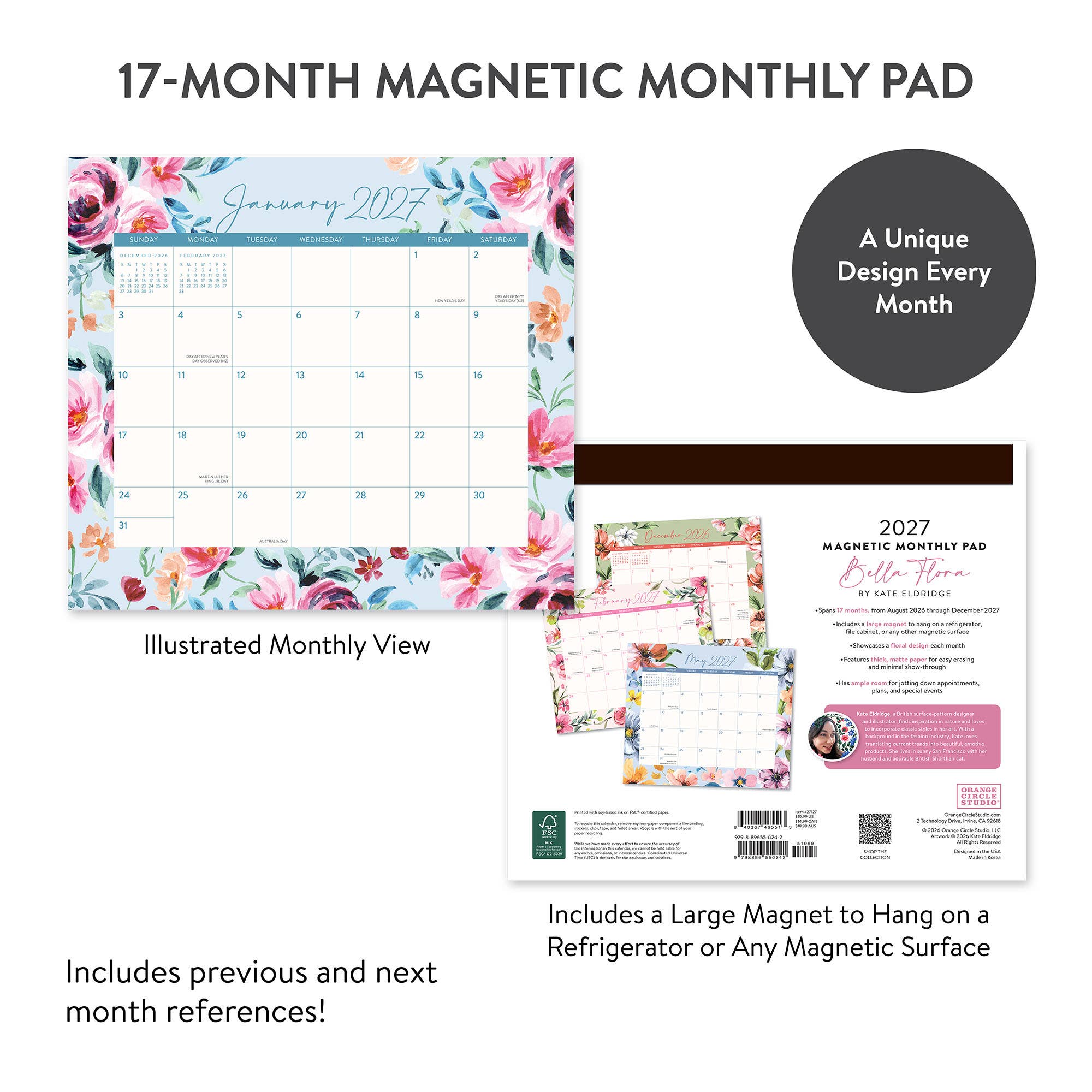 2027 Bella Flora Magnetic Monthly Pad