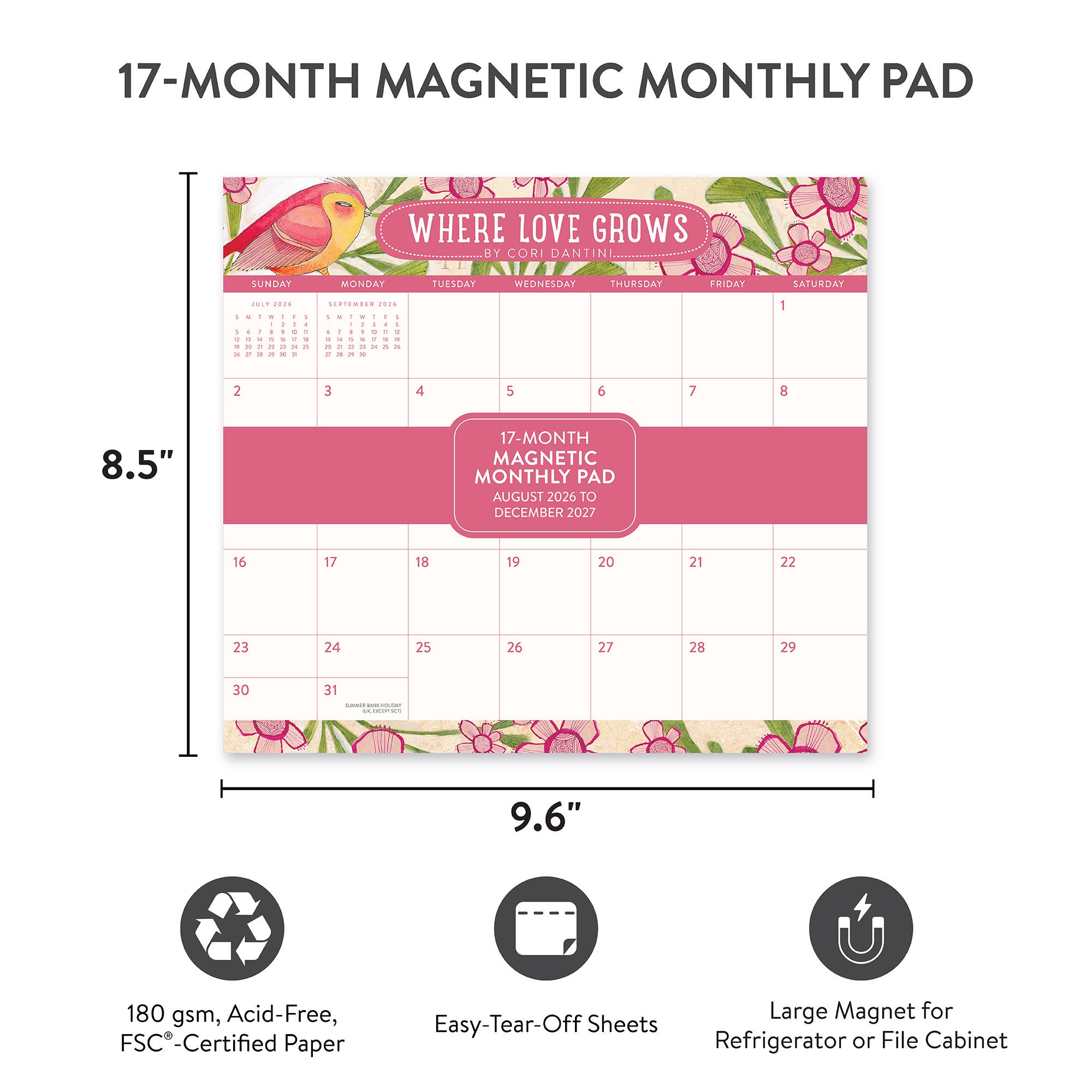 2027 Where Love Grows Magnetic Monthly Pad