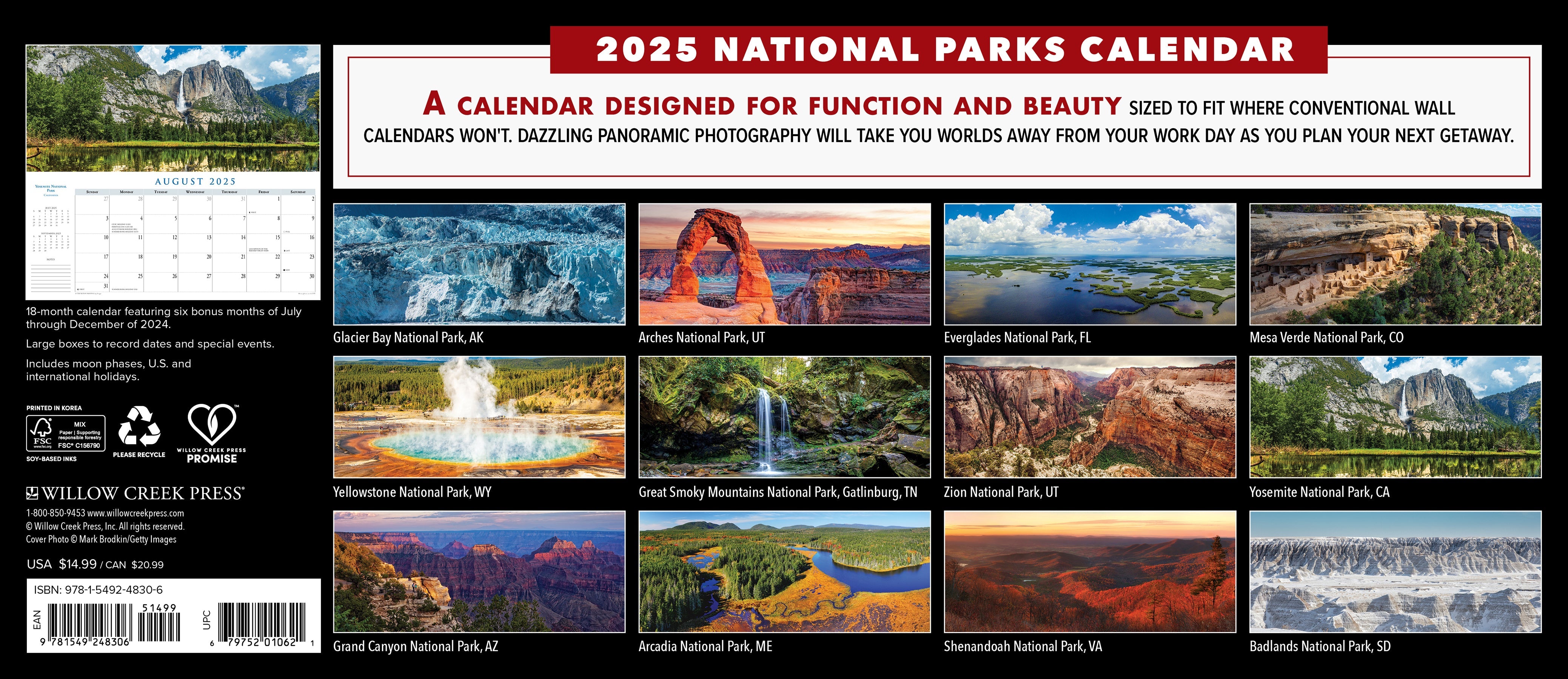 2025 National Parks Panoramic - Deluxe Wall Calendar