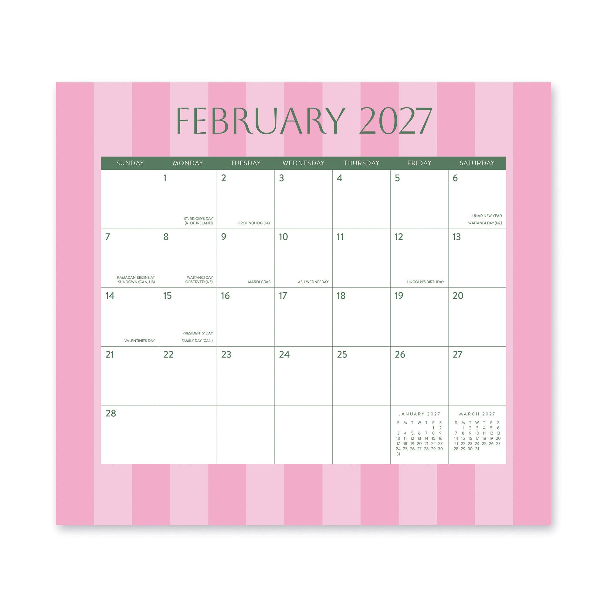 2027 Cabana Stripes Magnetic Monthly Pad