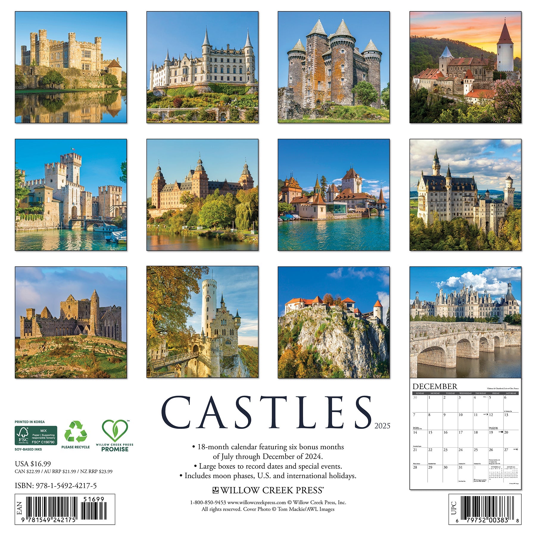 2025 Castles - Square Wall Calendar