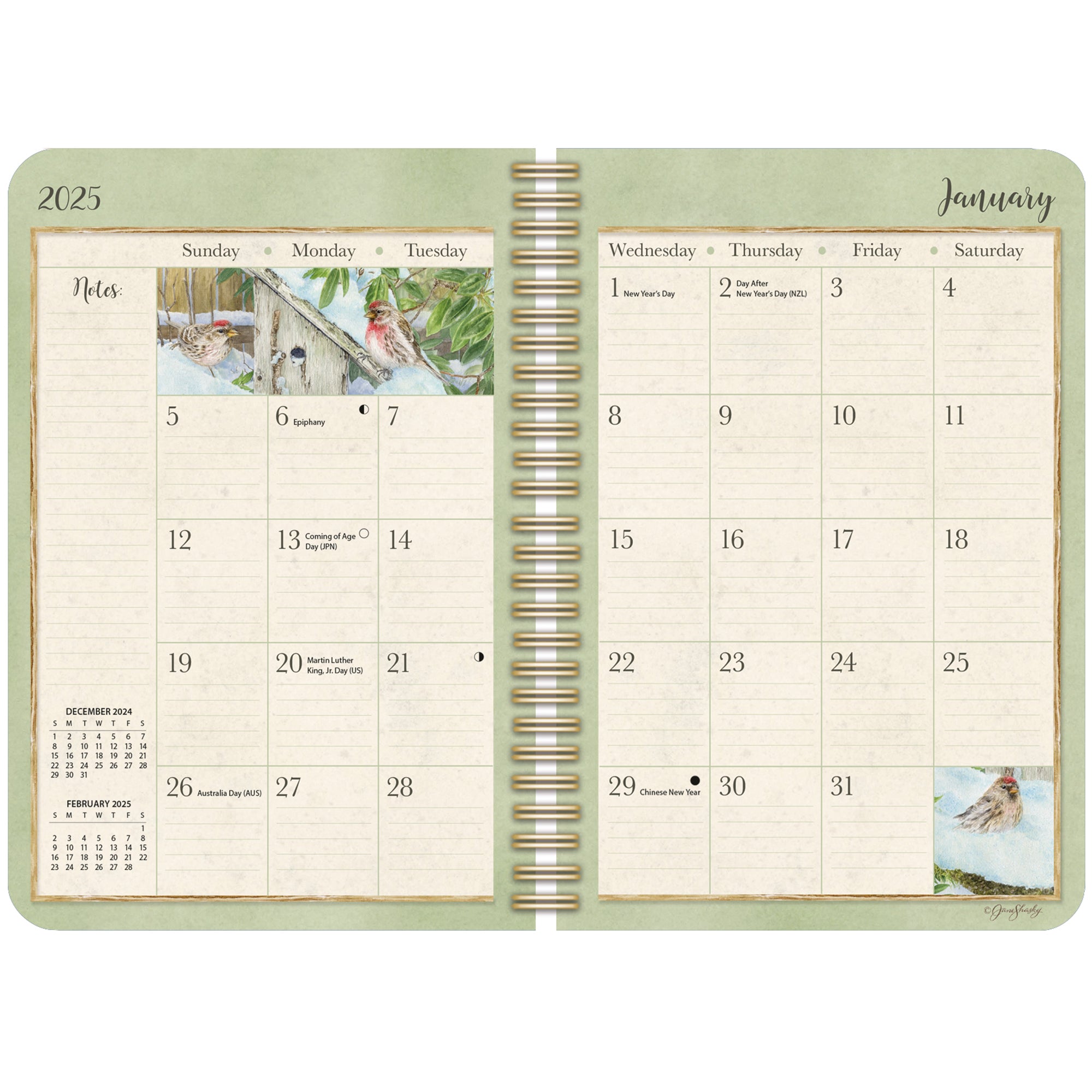 2025 Birds In The Garden - LANG Monthly Engagement Diary/Planner