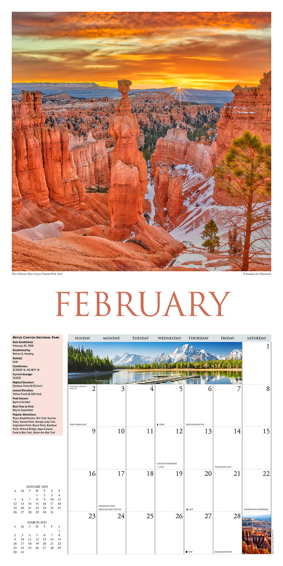 2025 National Parks of the West - Square Wall Calendar