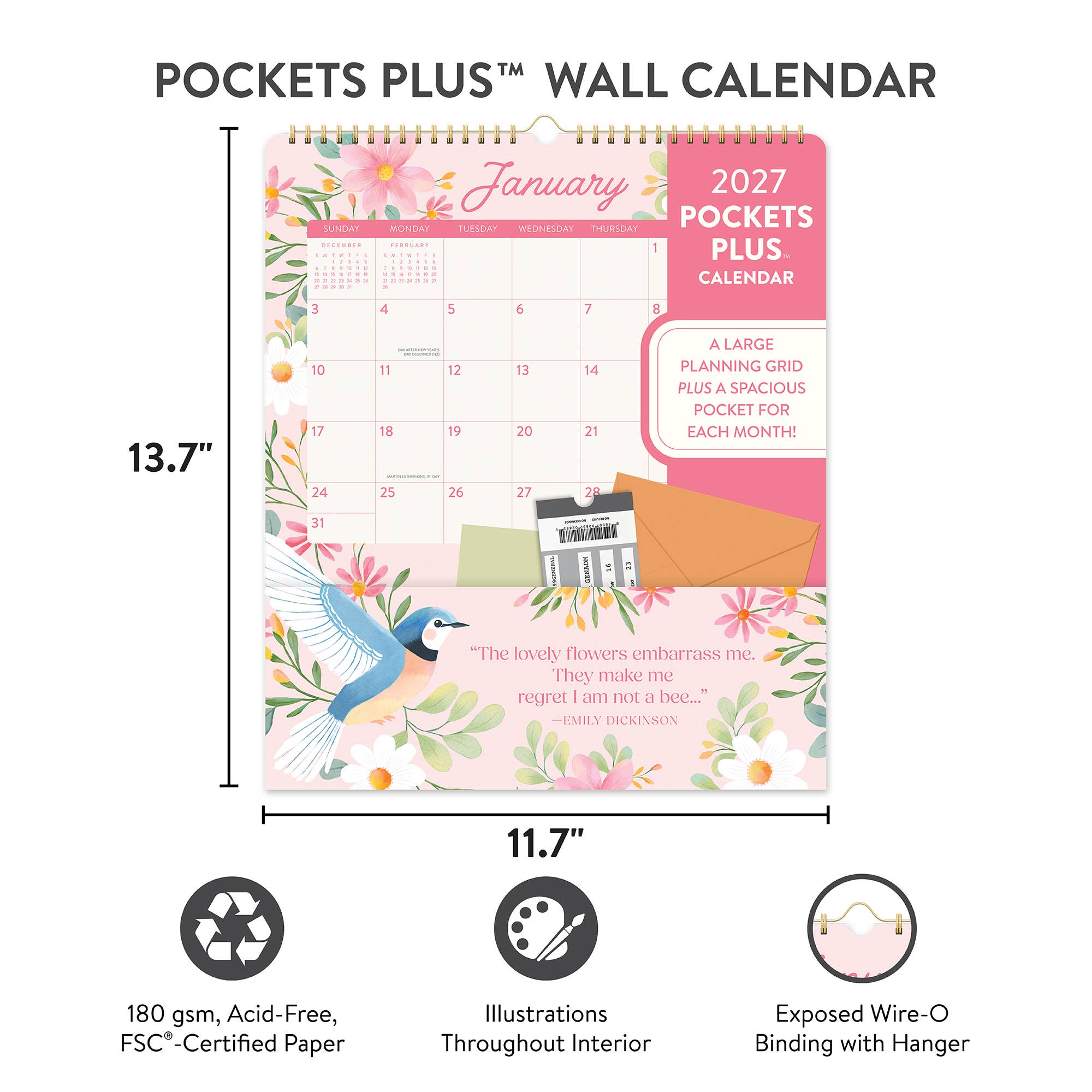 2027 Birds & Blooms Pockets Plus™ Wall Calendar