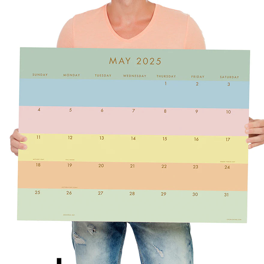 2025 Super Stripe - Monthly Large Desk Pad Blotter Calendar